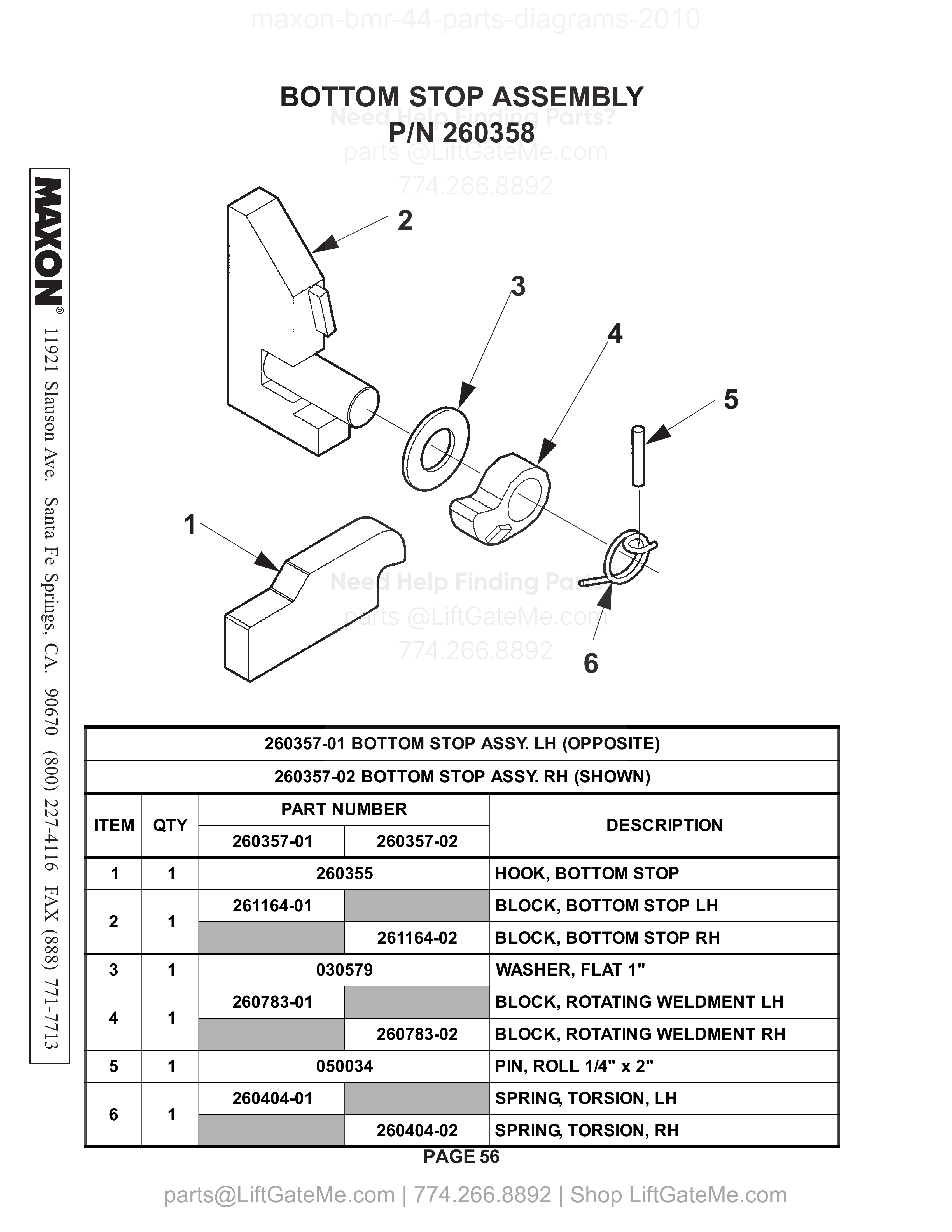 BOTTOM STOP ASSEMBLY diagram