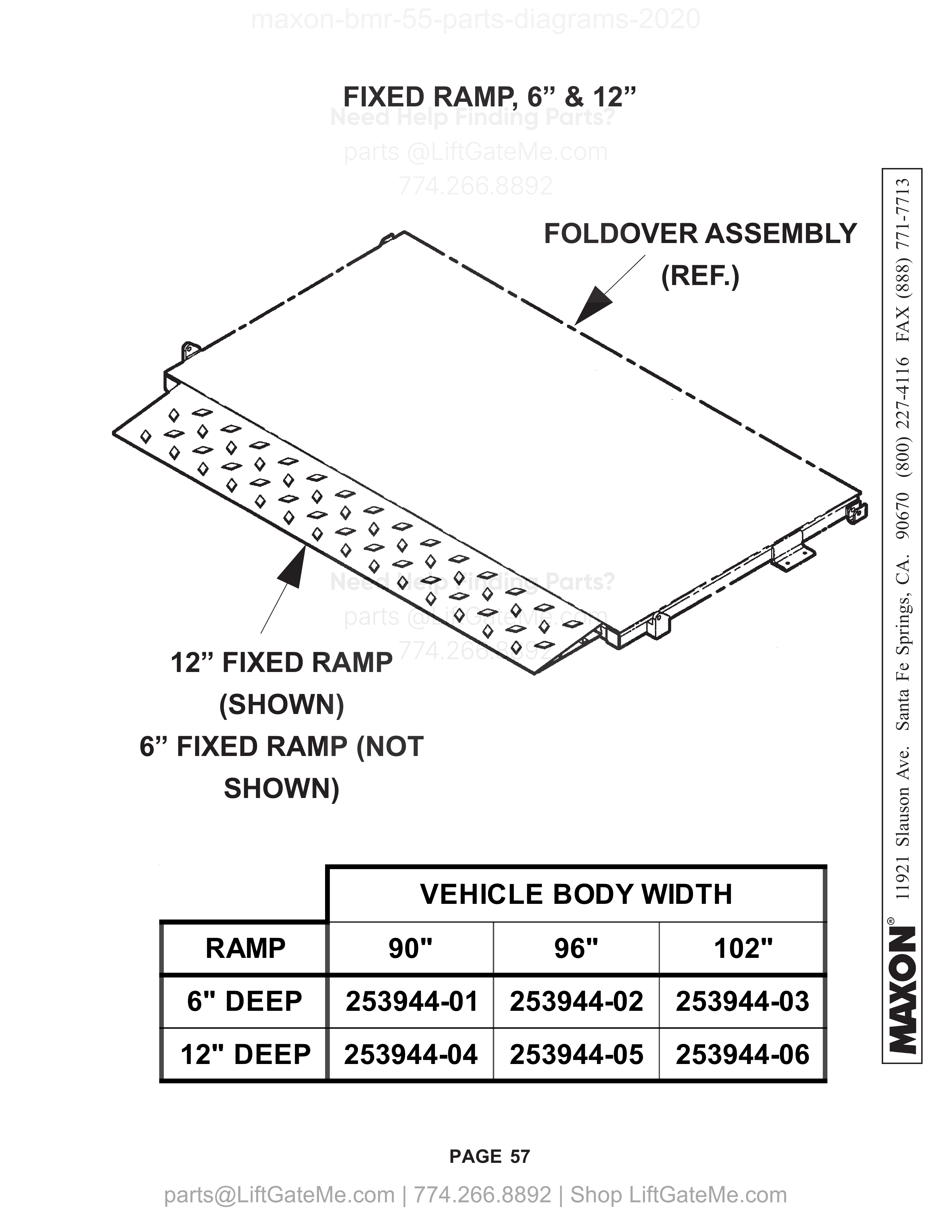 FIXED RAMP, 6” & 12” diagram