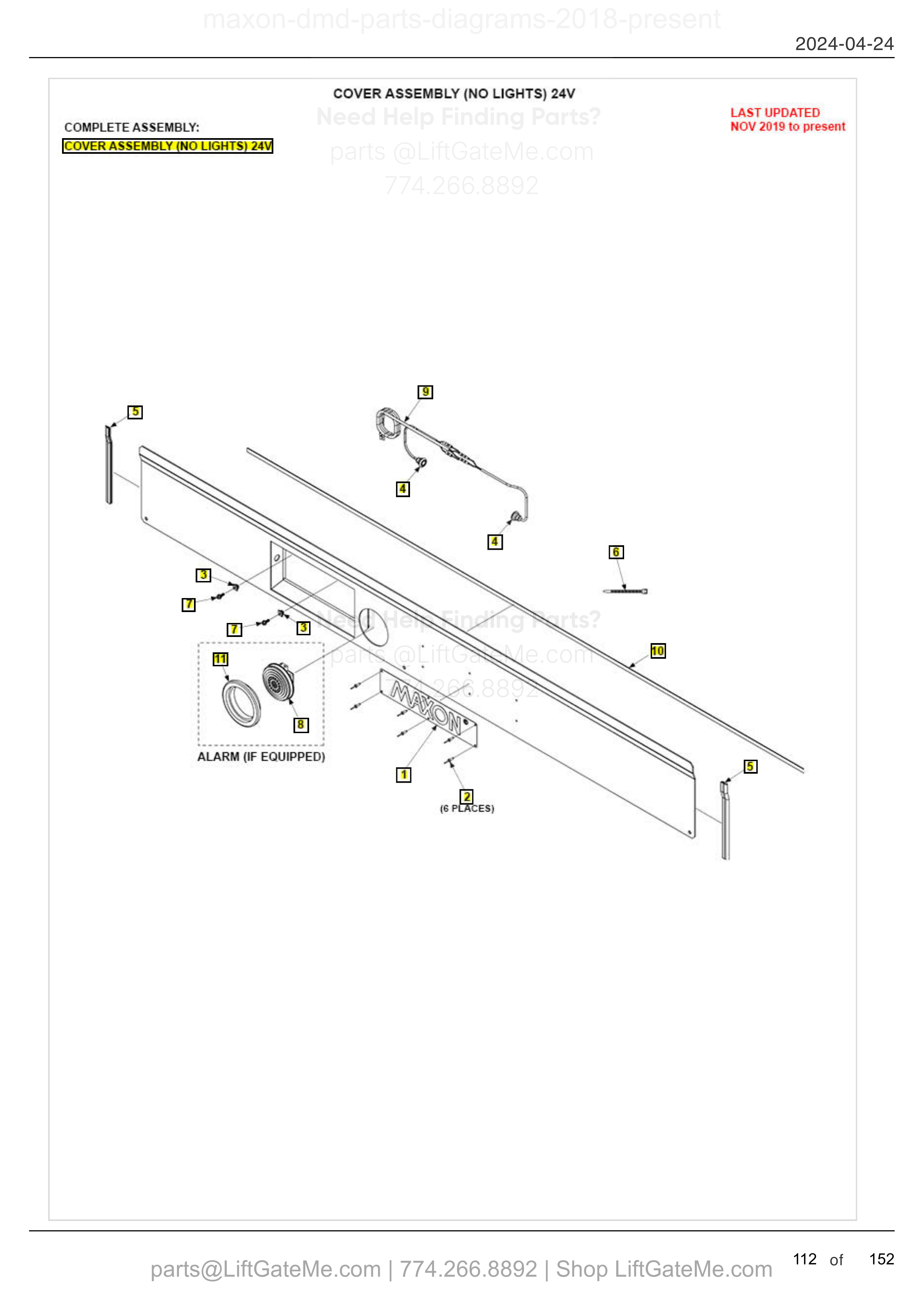 COVER ASSEMBLY (NO LIGHTS) 24V diagram