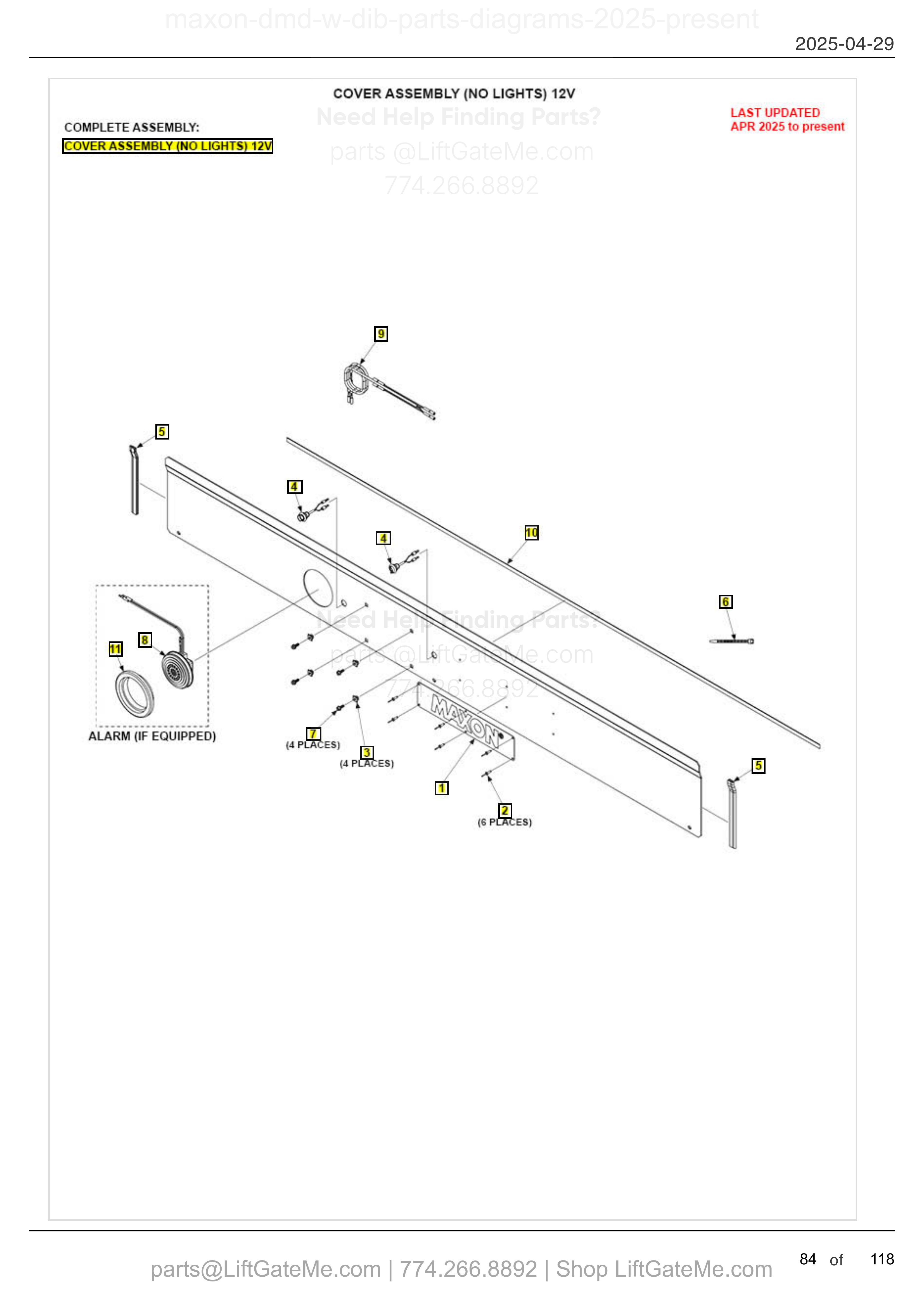 COVER ASSEMBLY (NO LIGHTS) 12V diagram