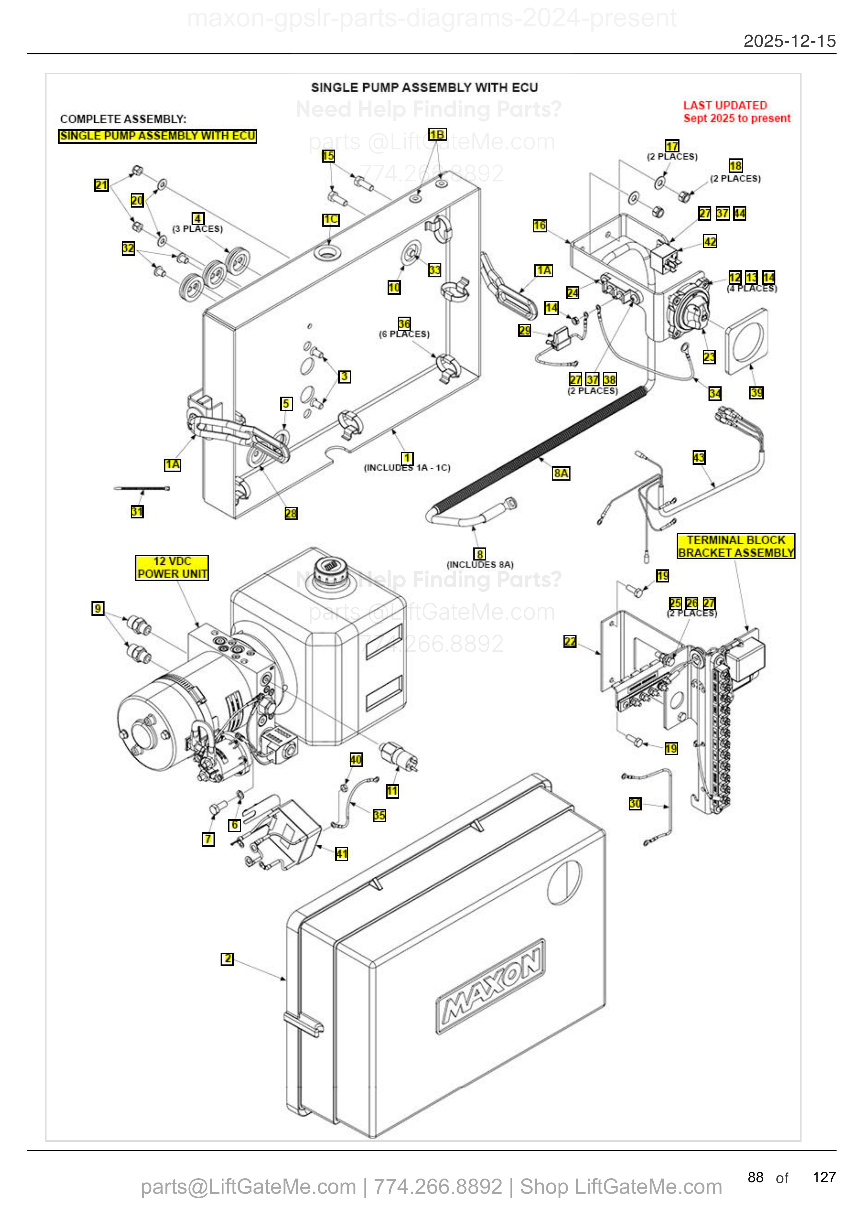 SINGLE PUMP ASSEMBLY WITH ECU — Sept 2025 to present diagram