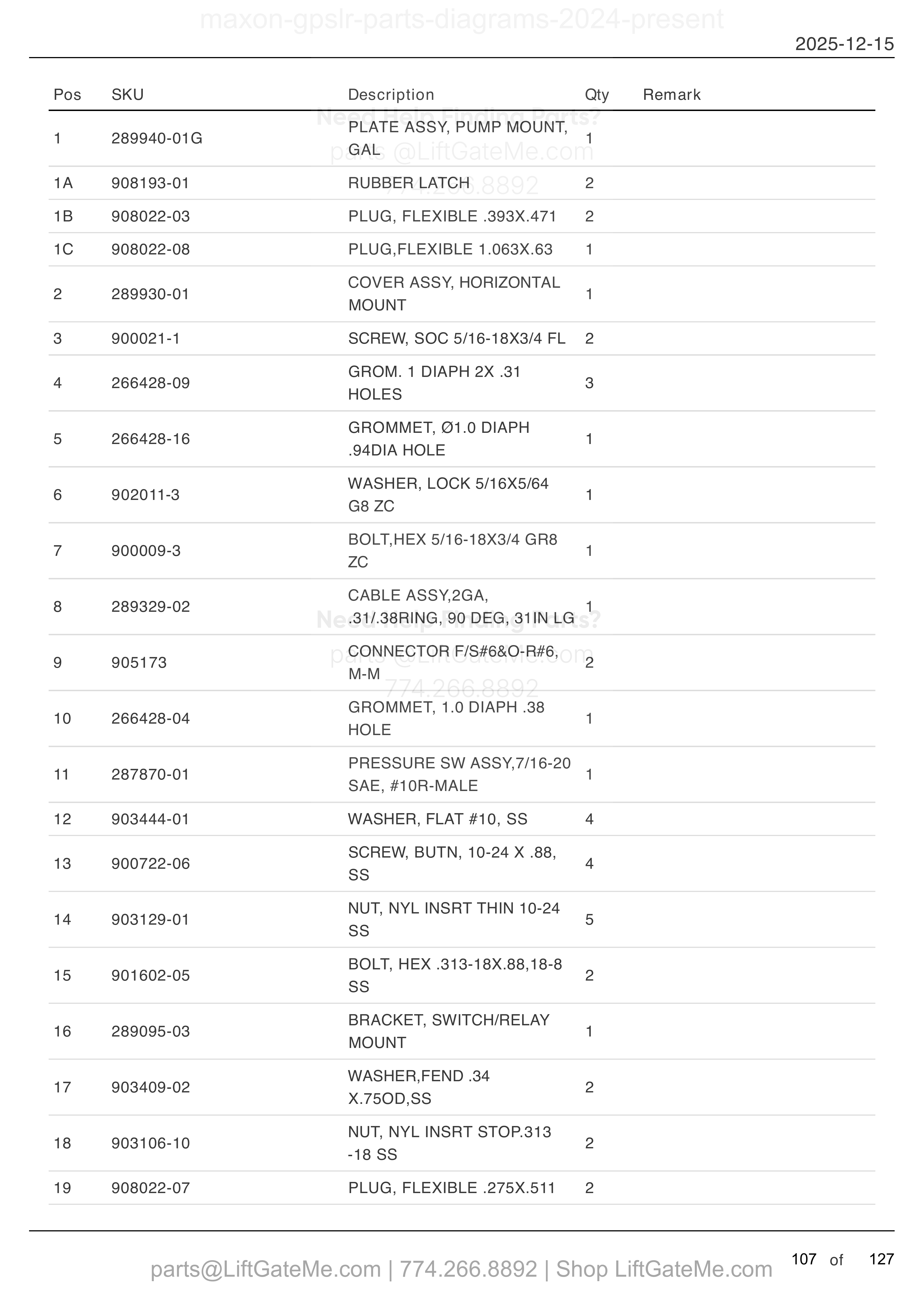 DUAL PUMP ASSEMBLY ECU — MAR 2024 to Aug 2025 parts table