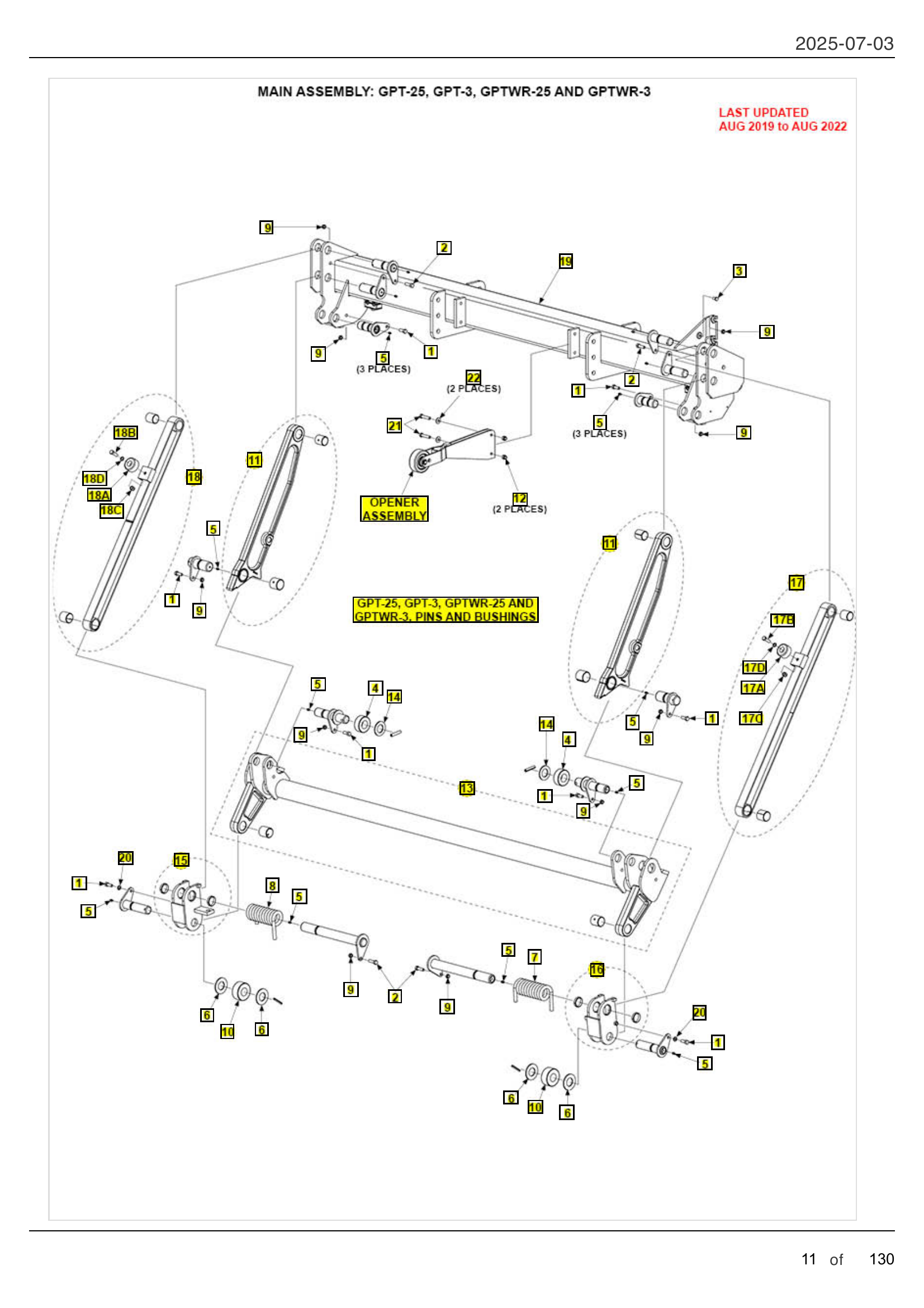 MAIN ASSEMBLY: GPT-25, GPT-3, GPTWR-25 AND GPTWR-3 diagram