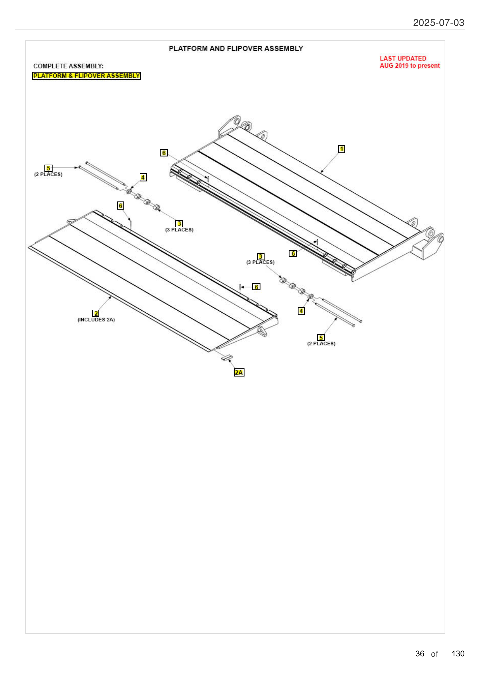 PLATFORM AND FLIPOVER ASSEMBLY diagram