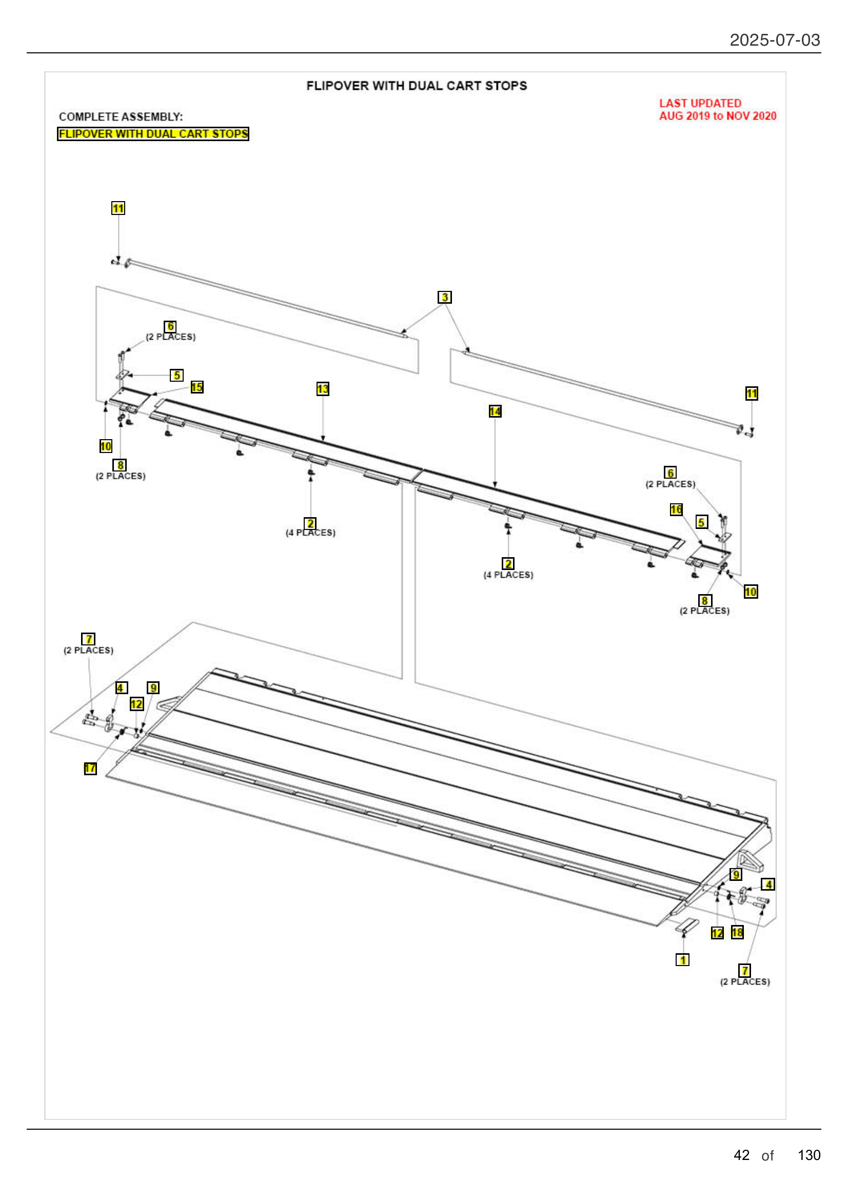 FLIPOVER WITH DUAL CART STOPS diagram