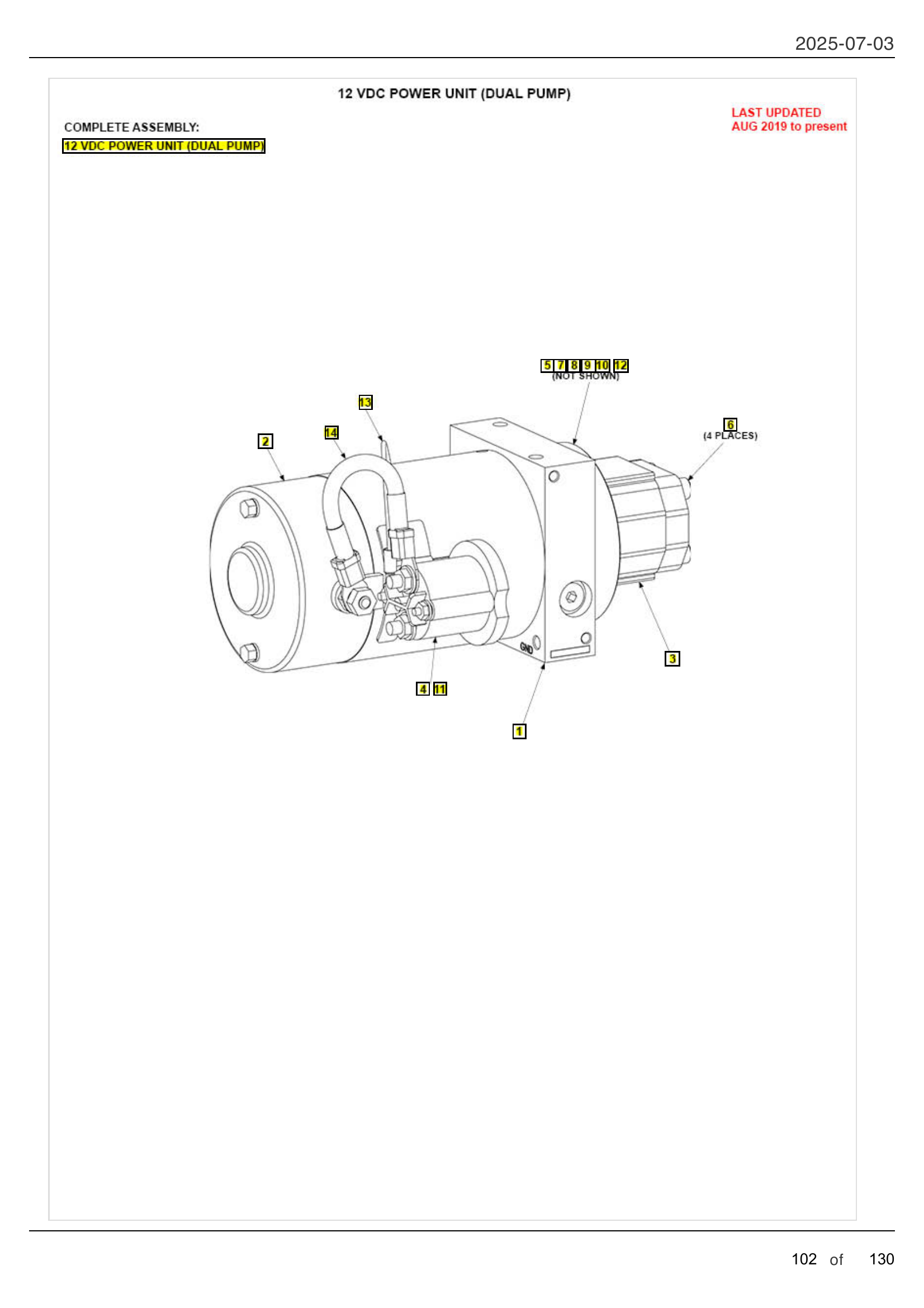 12 VDC POWER UNIT (DUAL PUMP) diagram