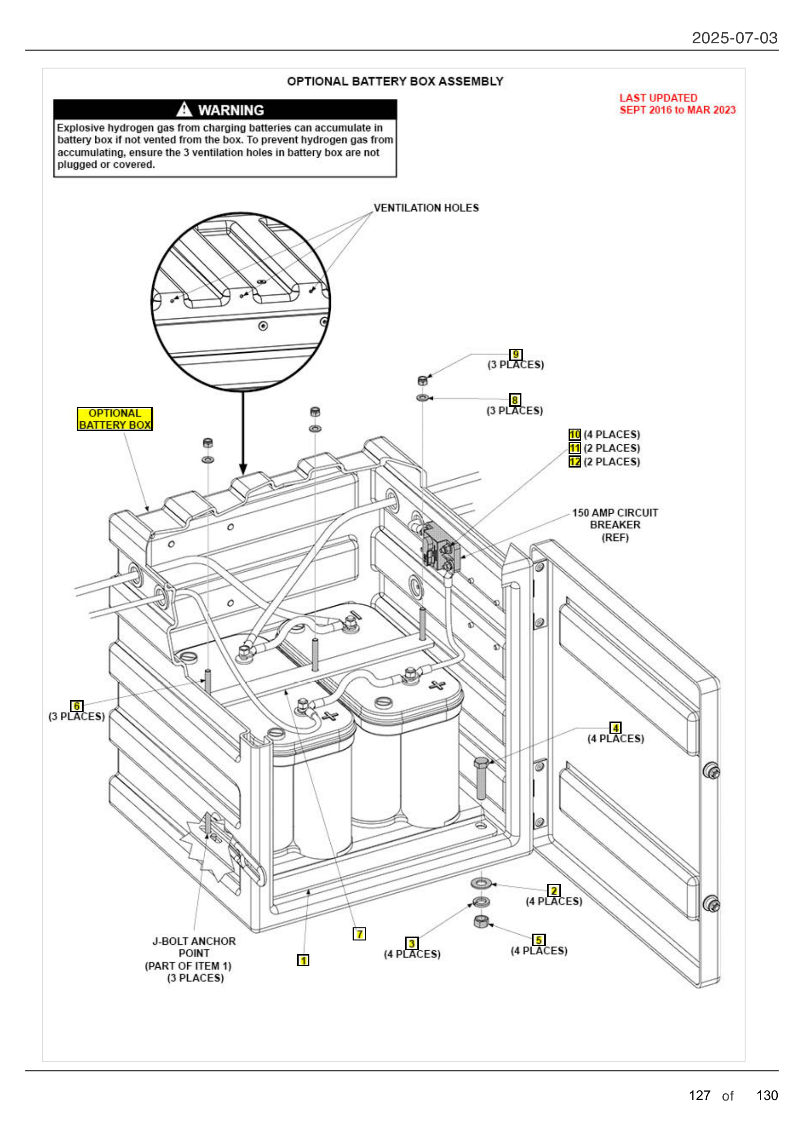 OPTIONAL BATTERY BOX ASSEMBLY diagram