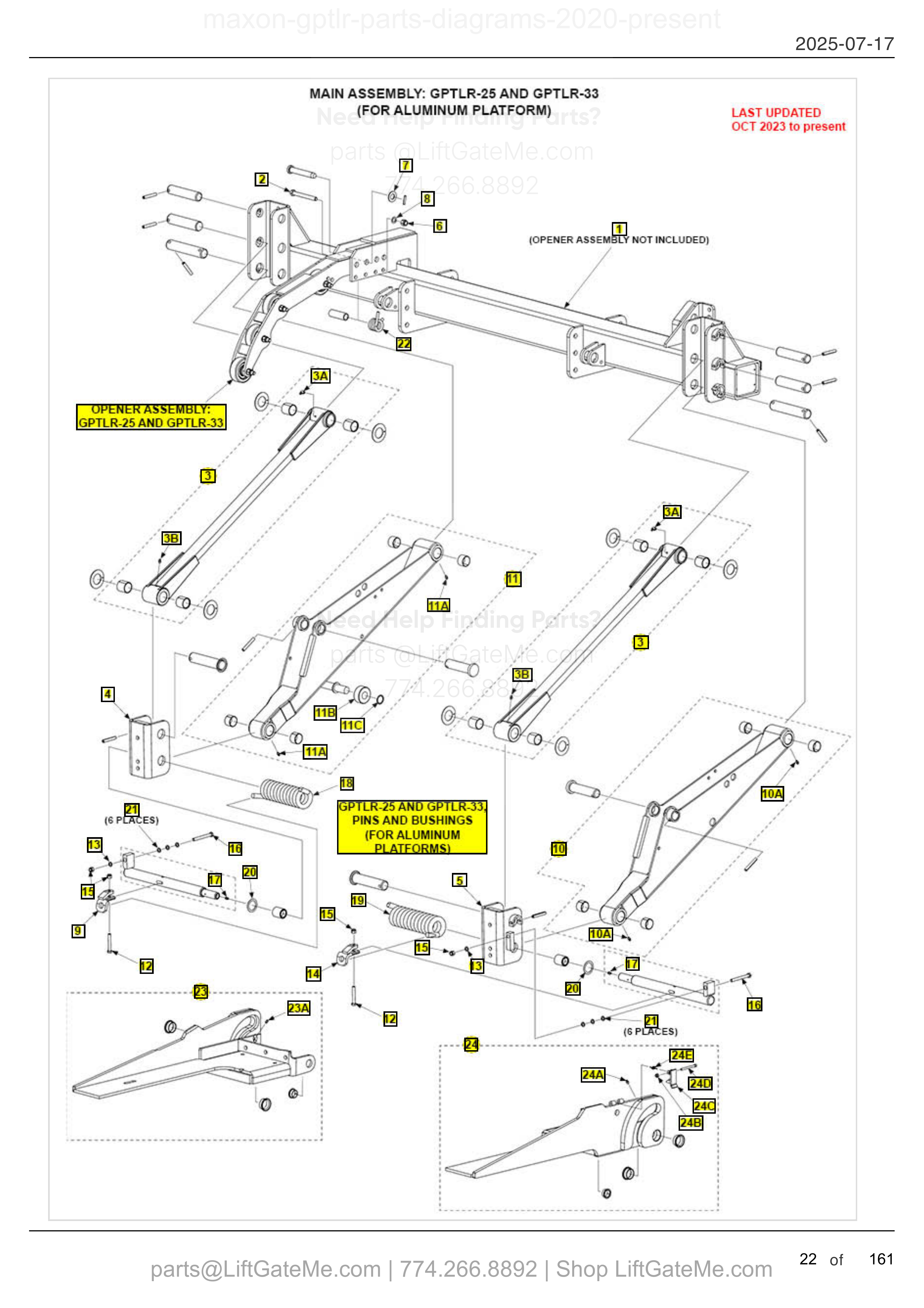 MAIN ASSEMBLY: GPTLR-25 AND GPTLR-33 diagram