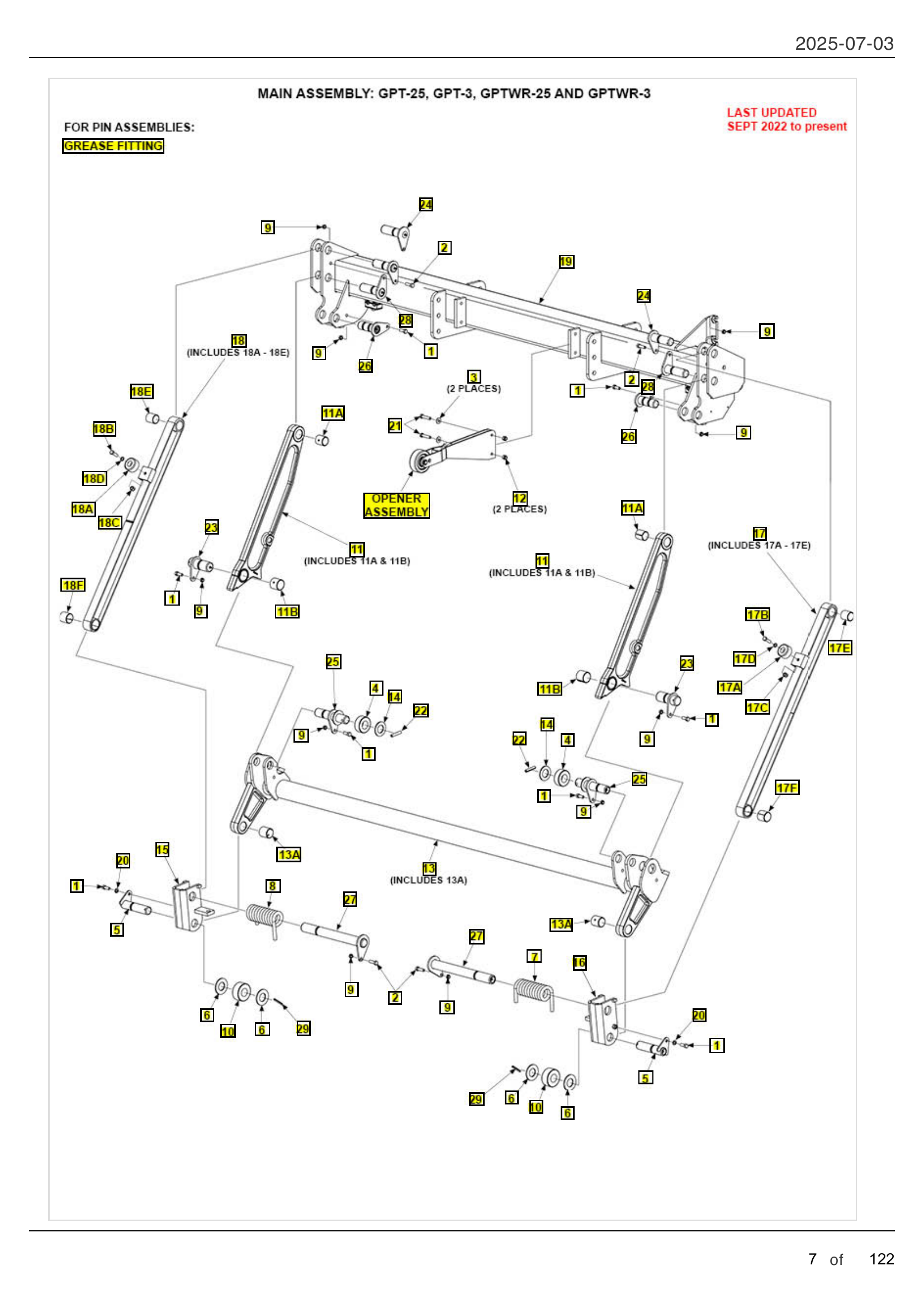 MAIN ASSEMBLY: GPT-25, GPT-3, GPTWR-25 AND GPTWR-3 diagram
