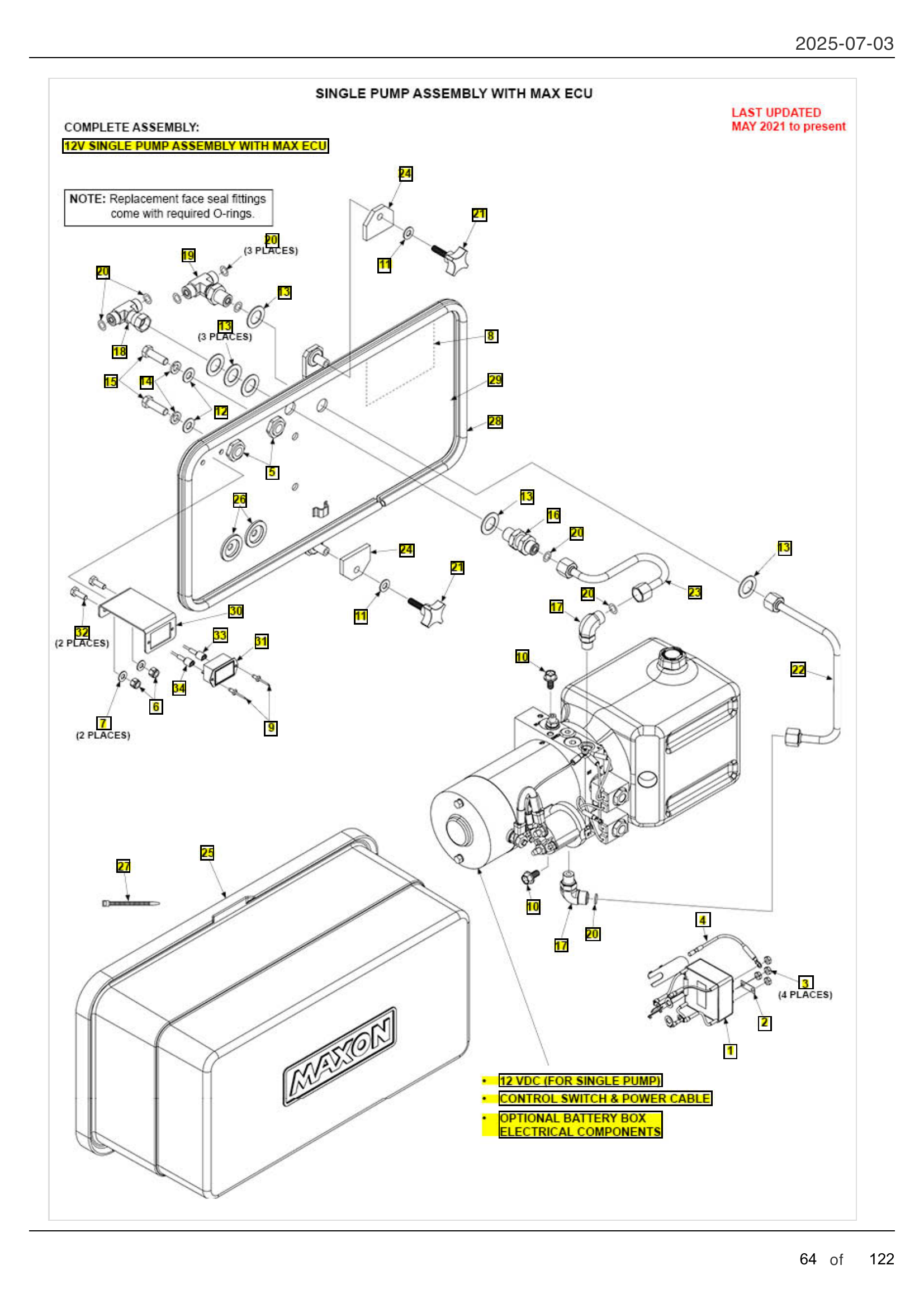 SINGLE PUMP ASSEMBLY WITH MAX ECU diagram