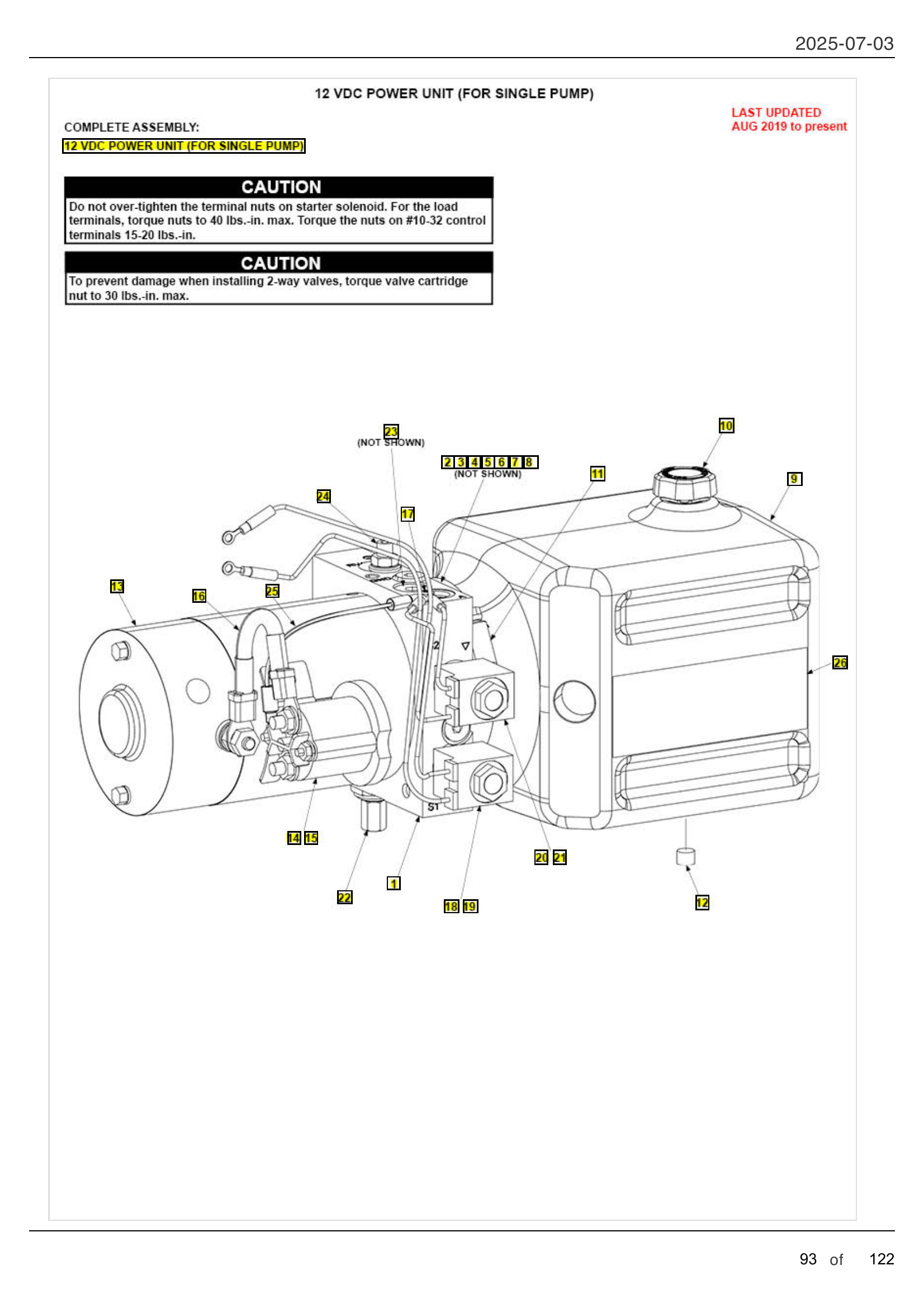 12 VDC POWER UNIT (FOR SINGLE PUMP) diagram