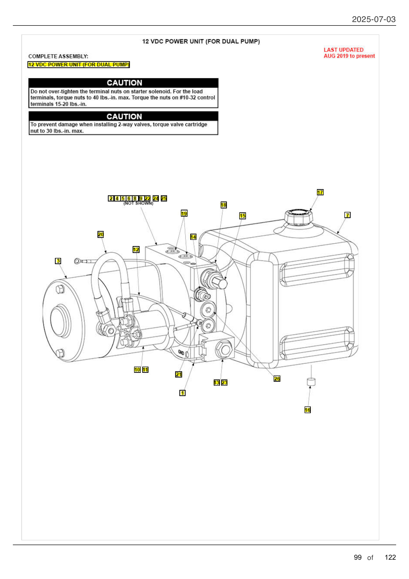 12 VDC POWER UNIT (FOR DUAL PUMP) diagram