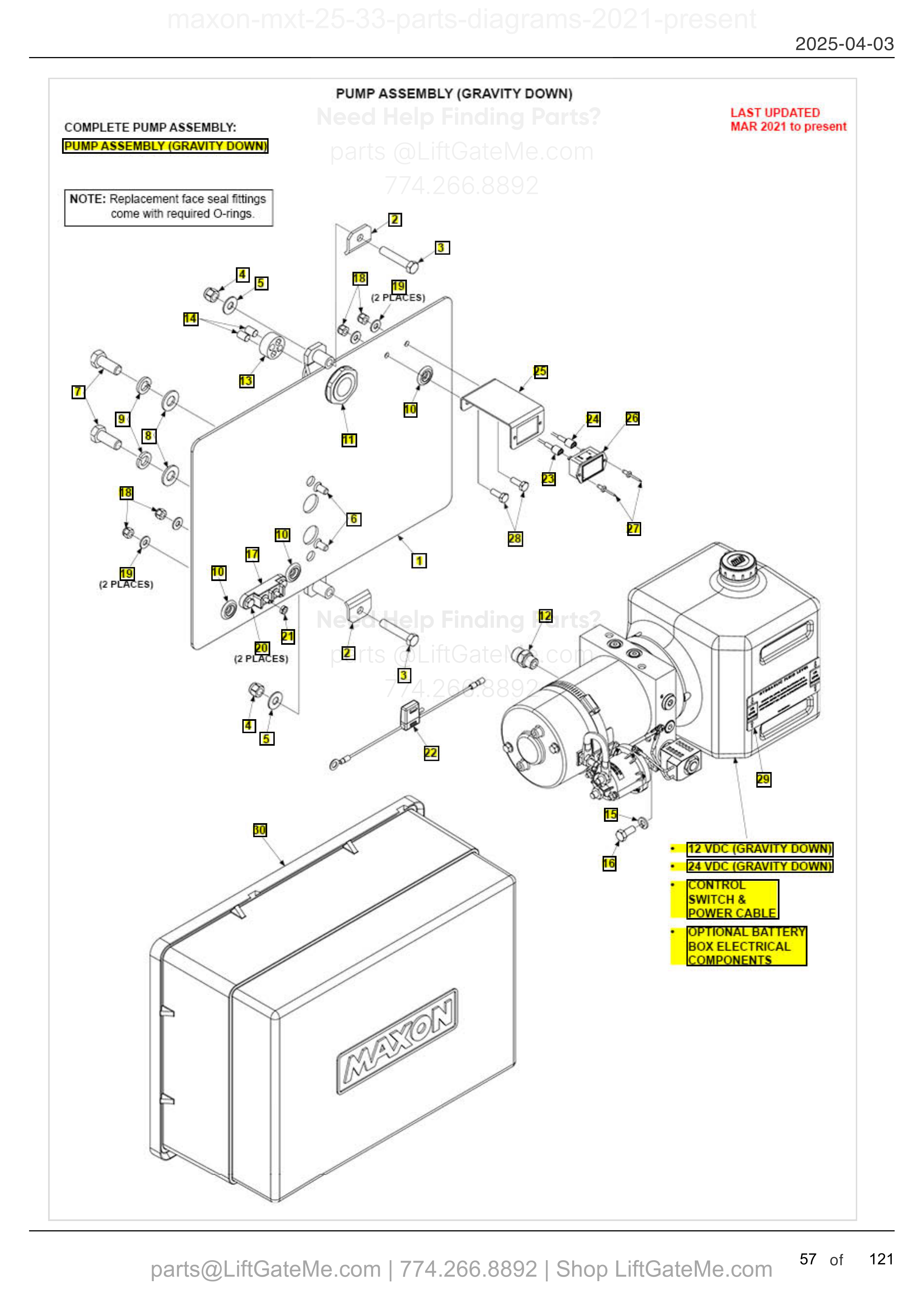 PUMP ASSEMBLY (GRAVITY DOWN) diagram