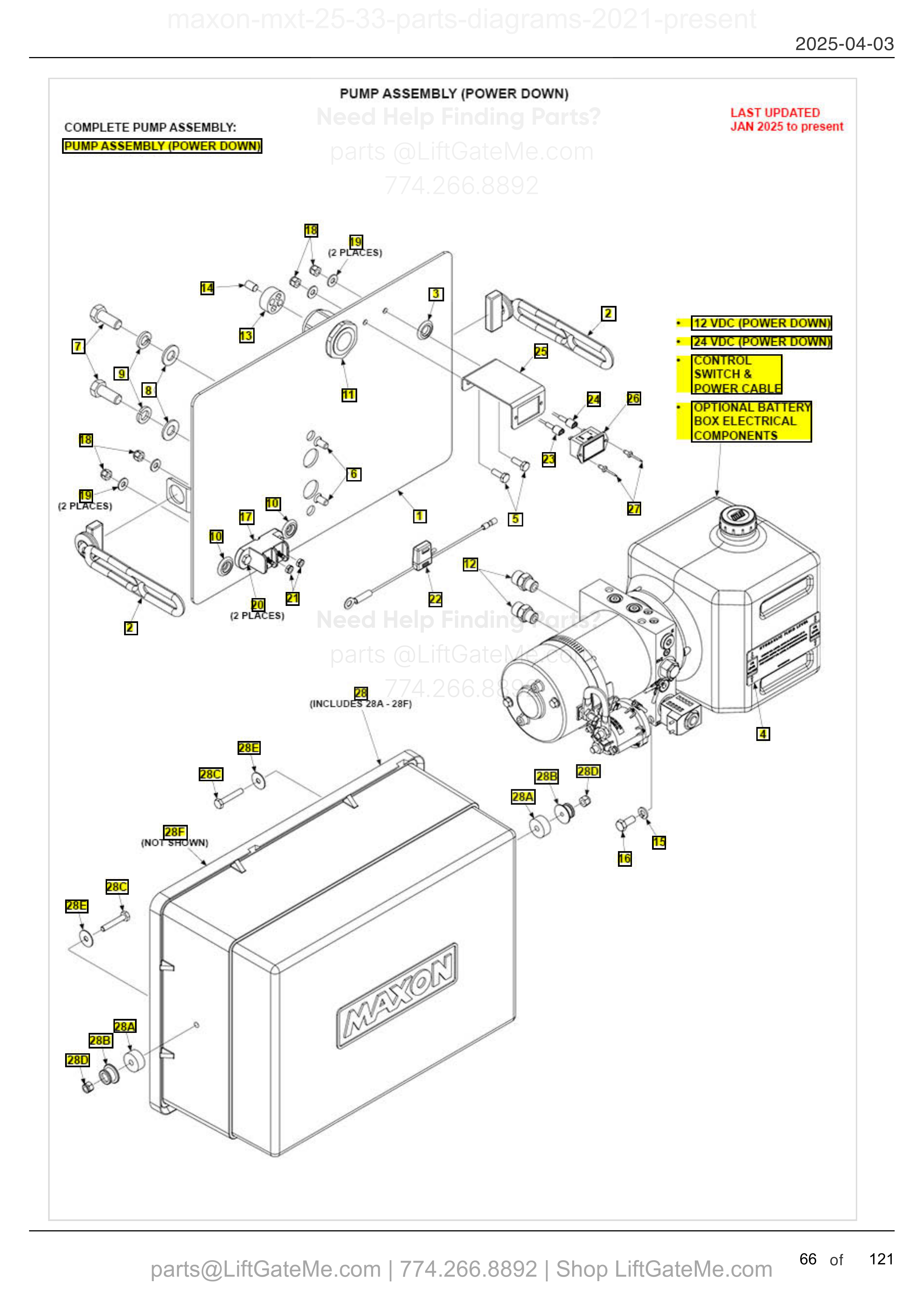 PUMP ASSEMBLY (POWER DOWN) diagram