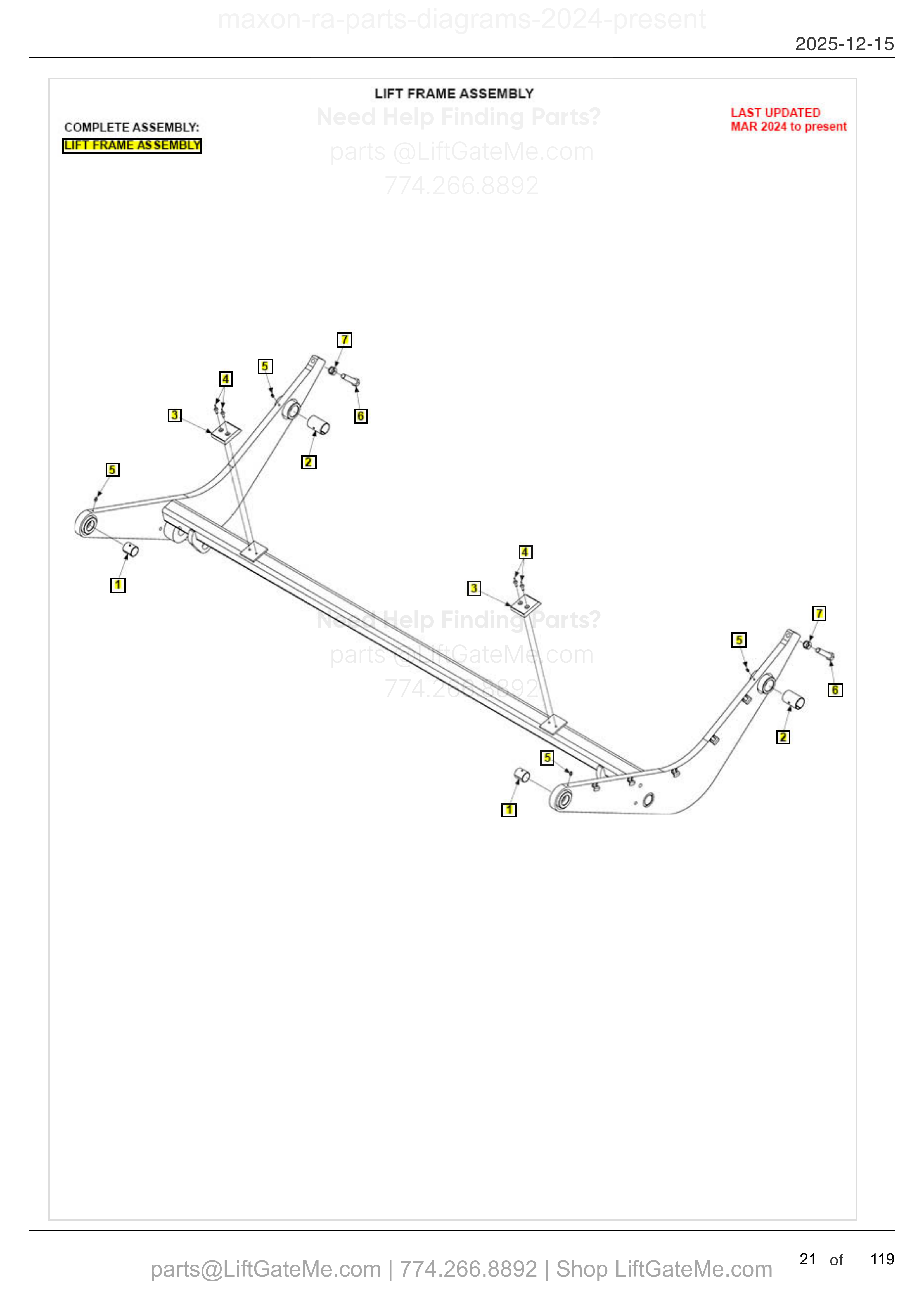 LIFT FRAME ASSEMBLY diagram