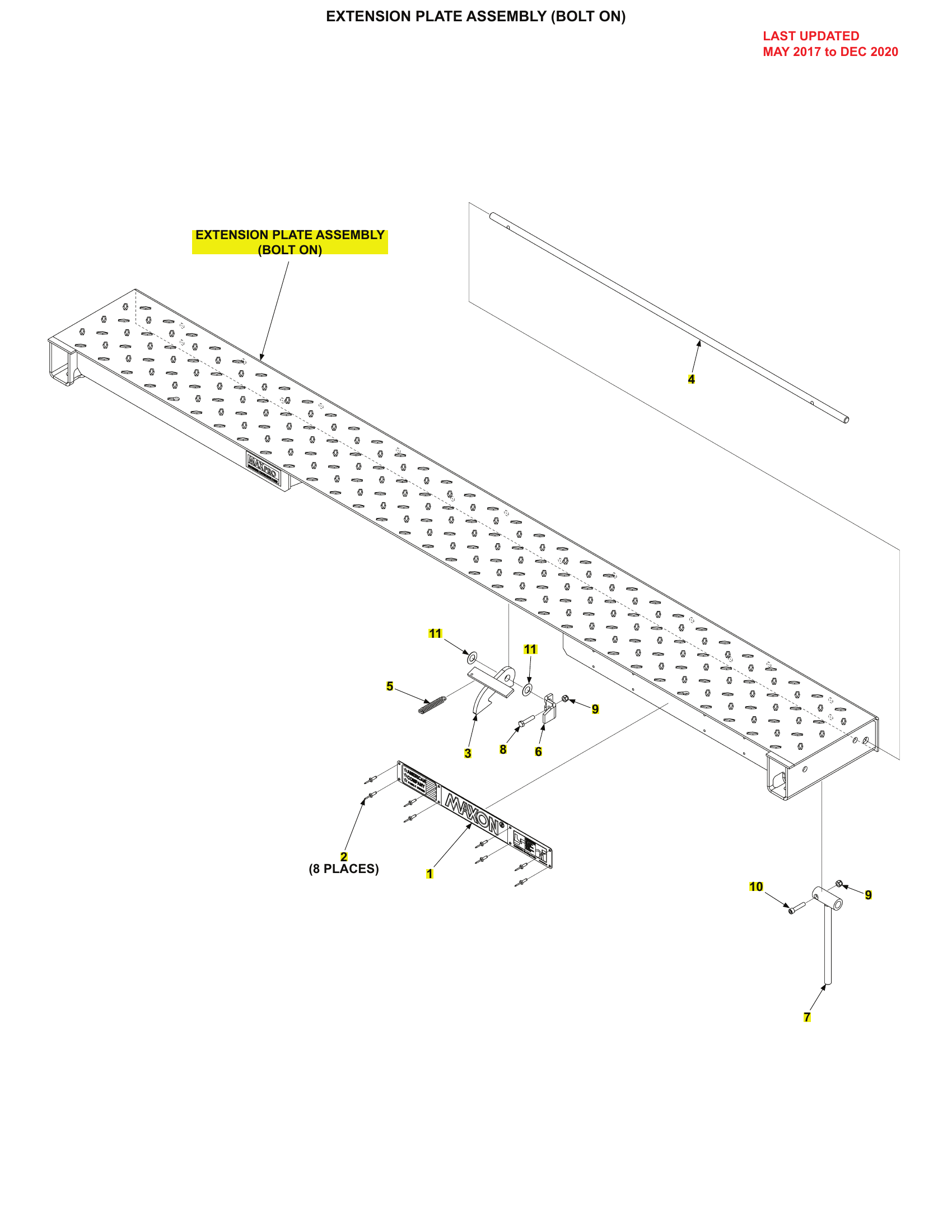 EXTENSION PLATE ASSEMBLY (BOLT ON) diagram