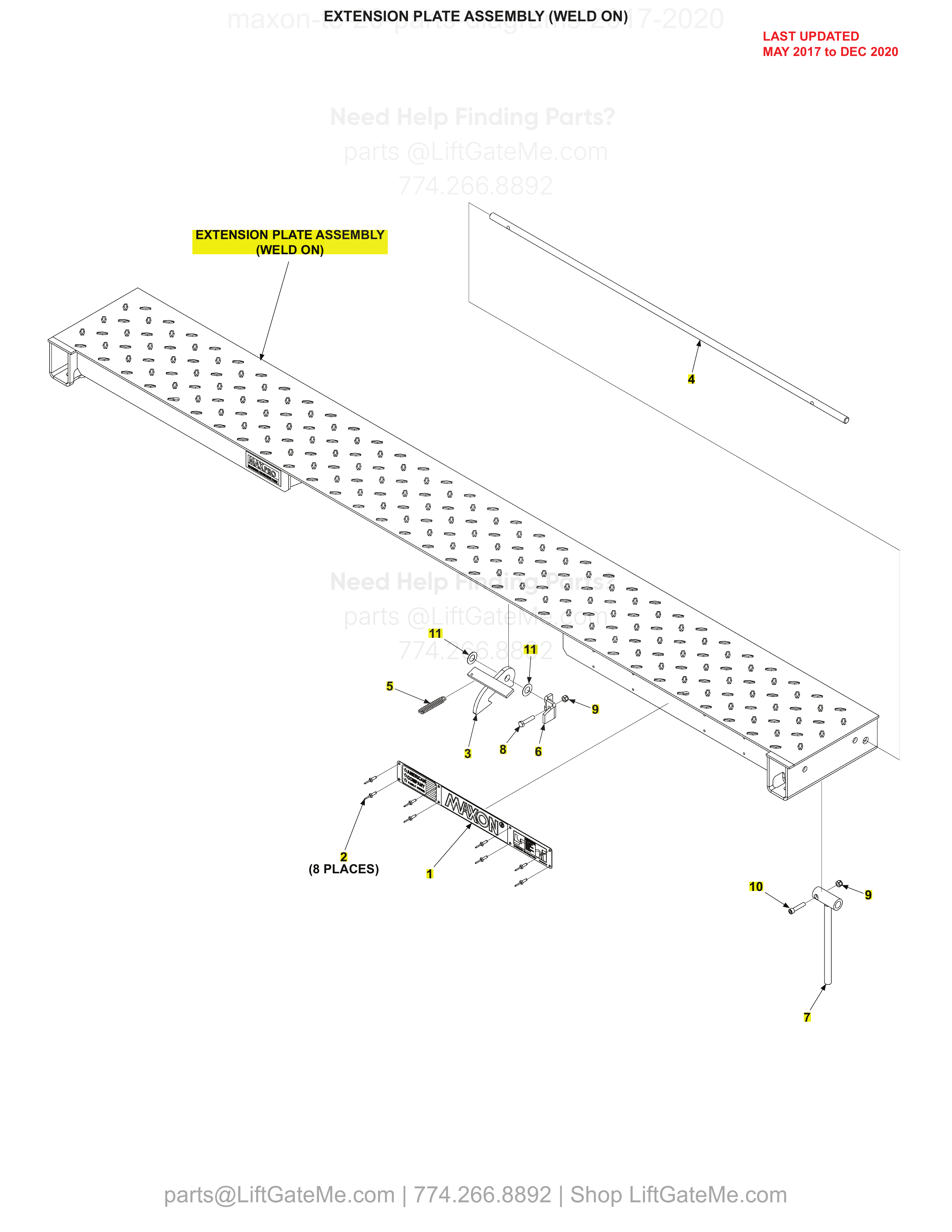 EXTENSION PLATE ASSEMBLY (WELD ON) diagram