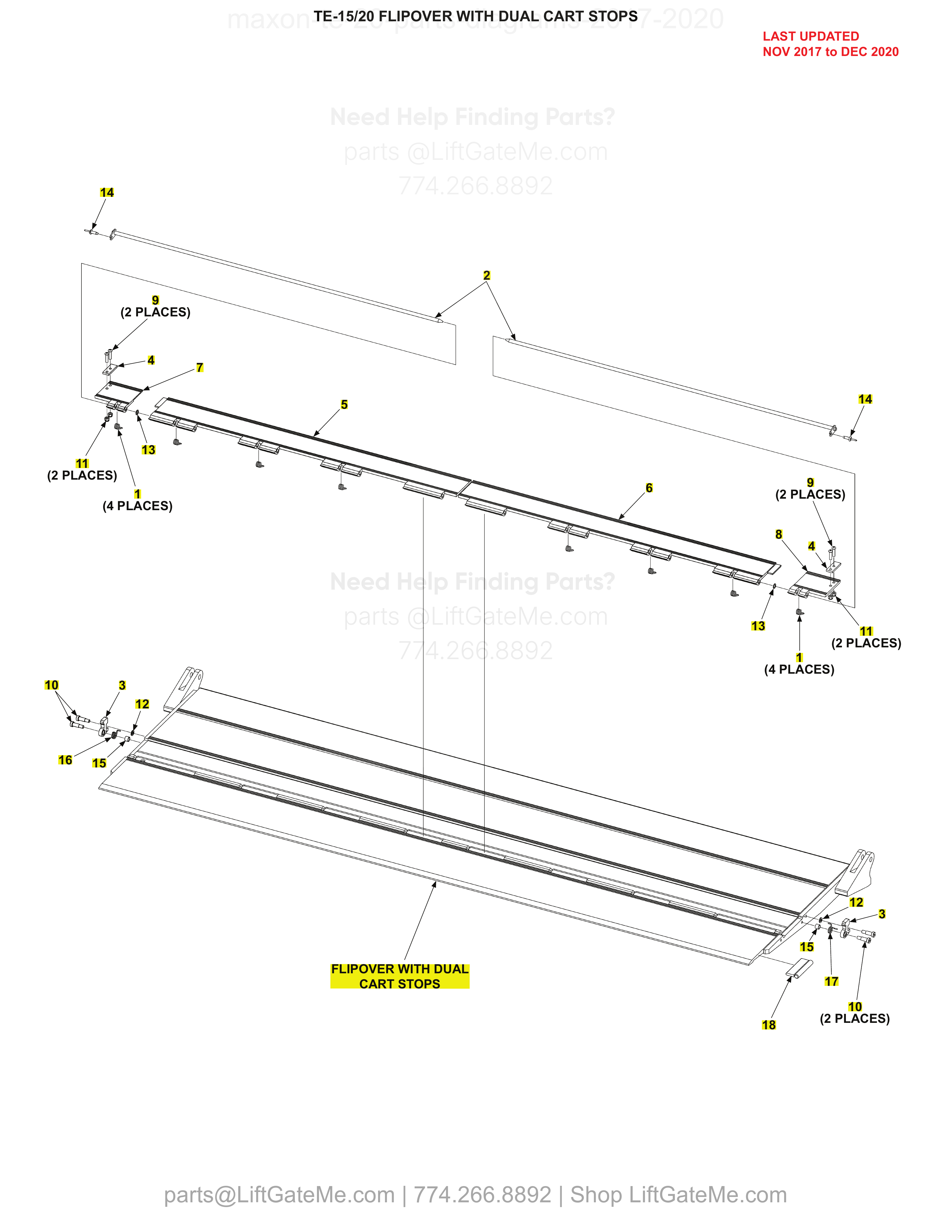 FLIPOVER WITH DUAL CART STOPS diagram