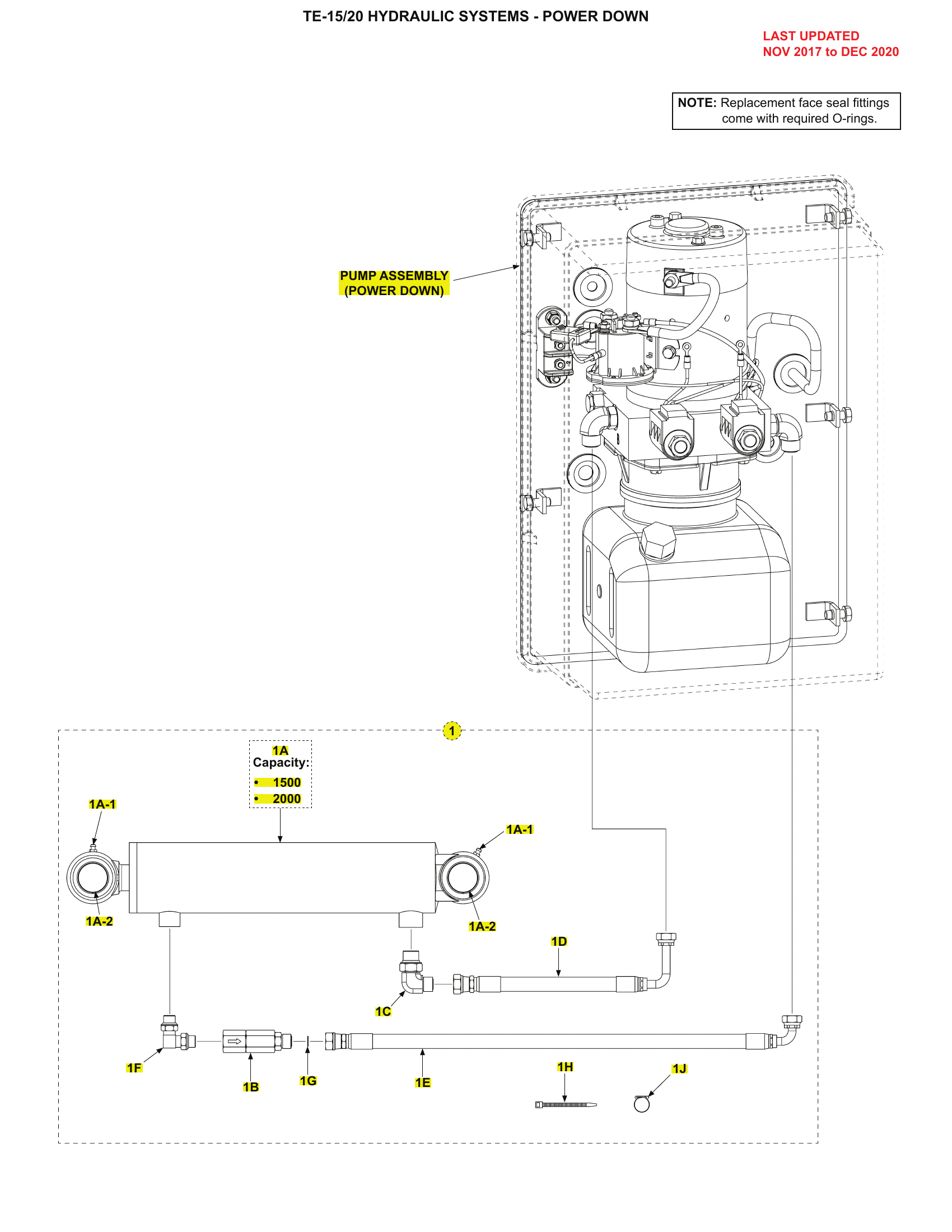 TE-15/20 HYDRAULIC SYSTEMS - POWER DOWN diagram