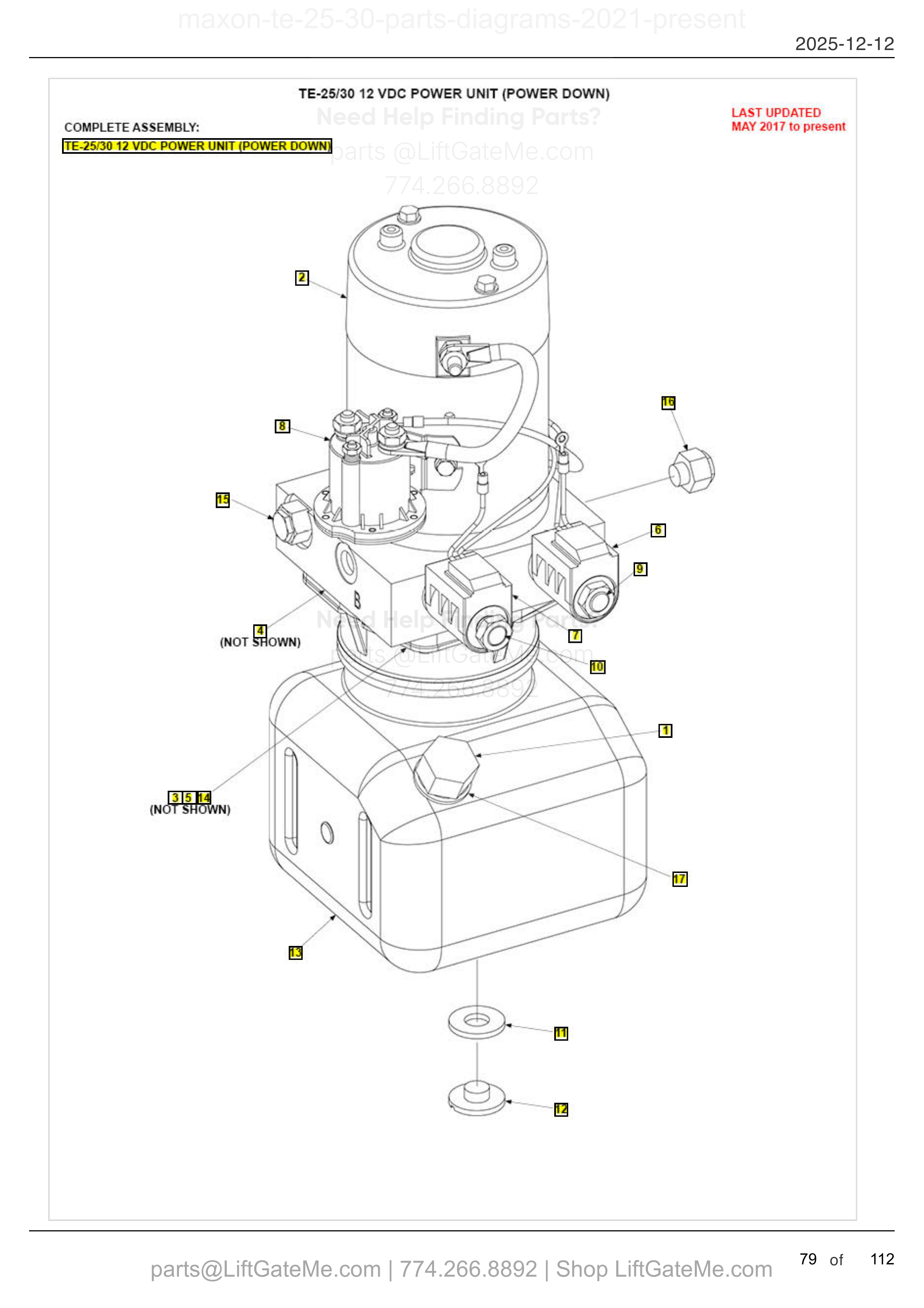 TE-25/30 12 VDC POWER UNIT (POWER DOWN) diagram