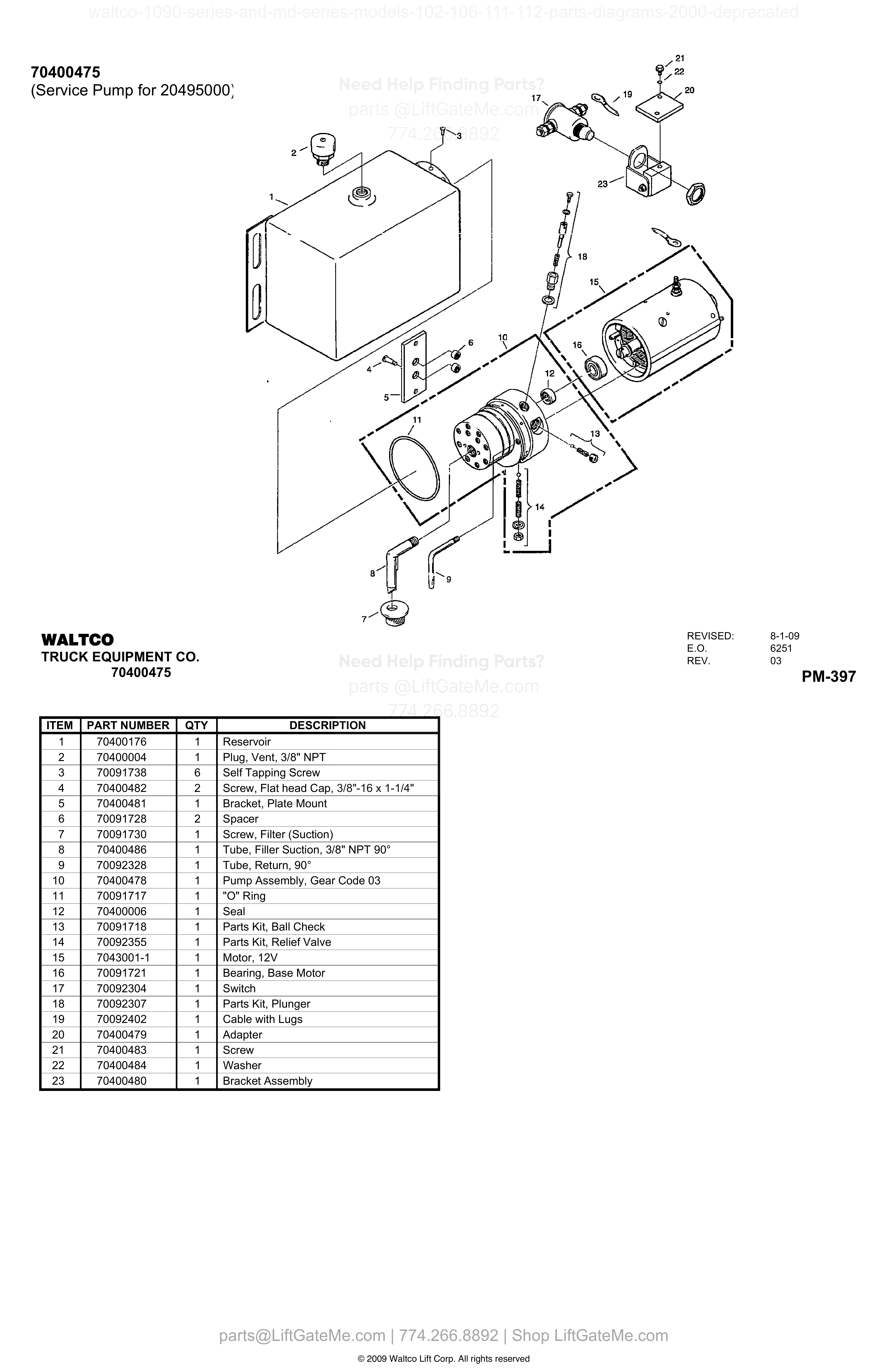 70400475 (Service Pump for 20495000) diagram