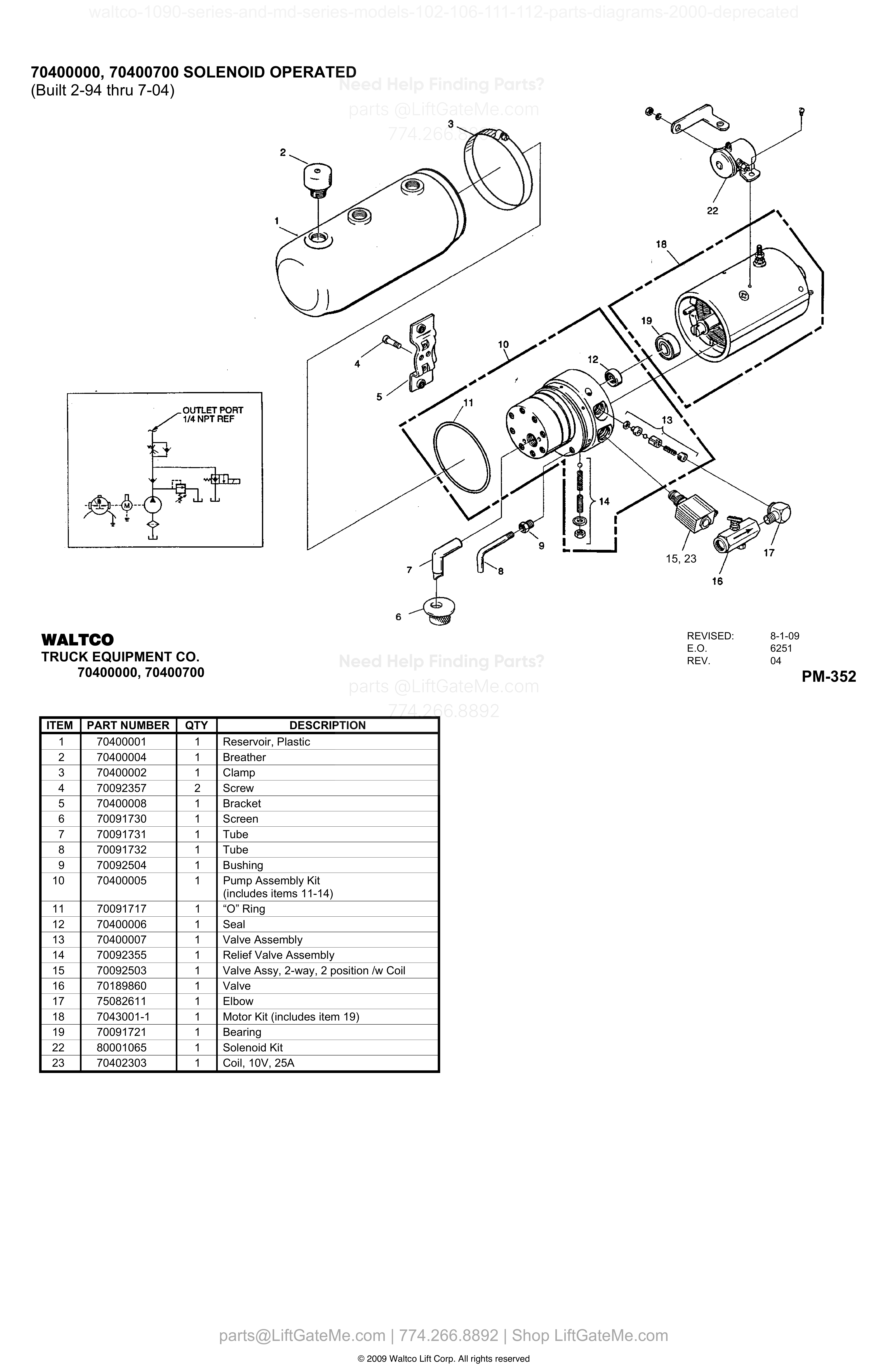 70400000, 70400700 SOLENOID OPERATED (Built 2-94 thru 7-04) diagram