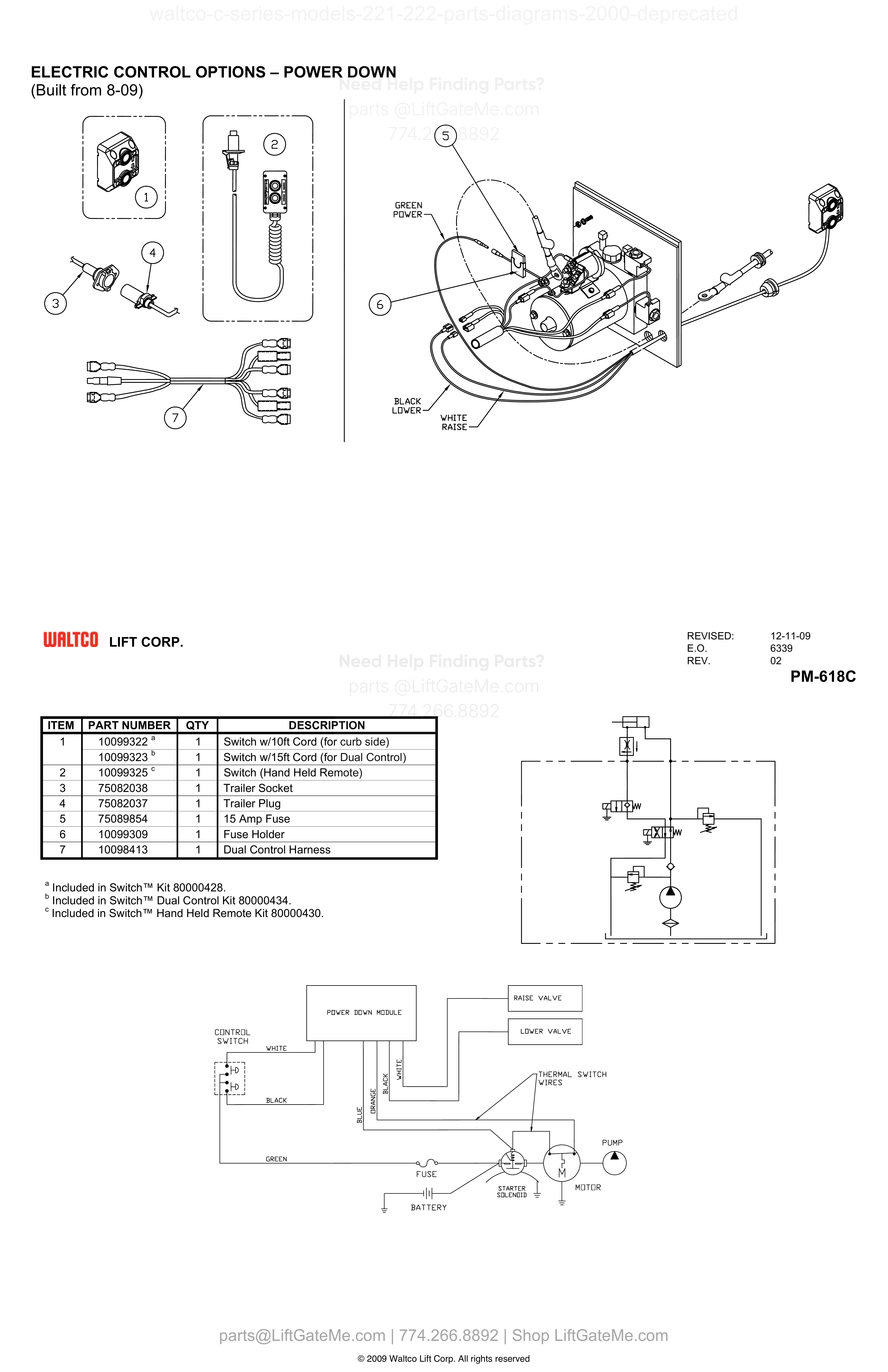 ELECTRIC CONTROL OPTIONS – POWER DOWN (Built from 8-09) diagram
