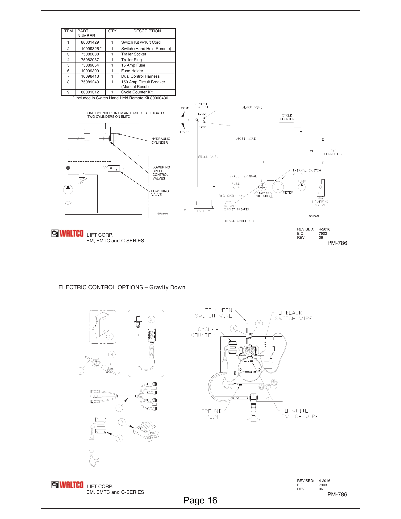 ELECTRIC CONTROL OPTIONS - Gravity Down diagram
