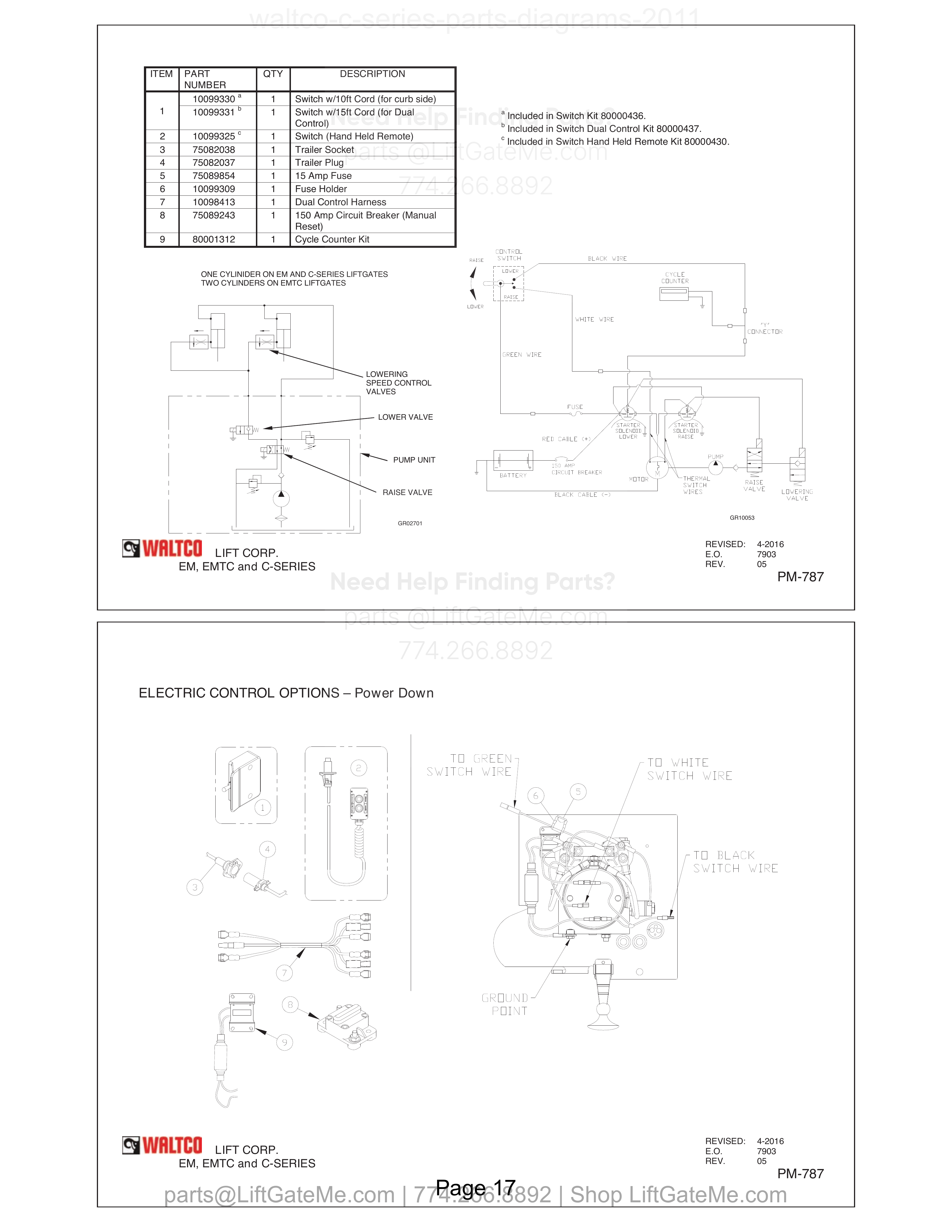 Electric Control Options – Power Down diagram