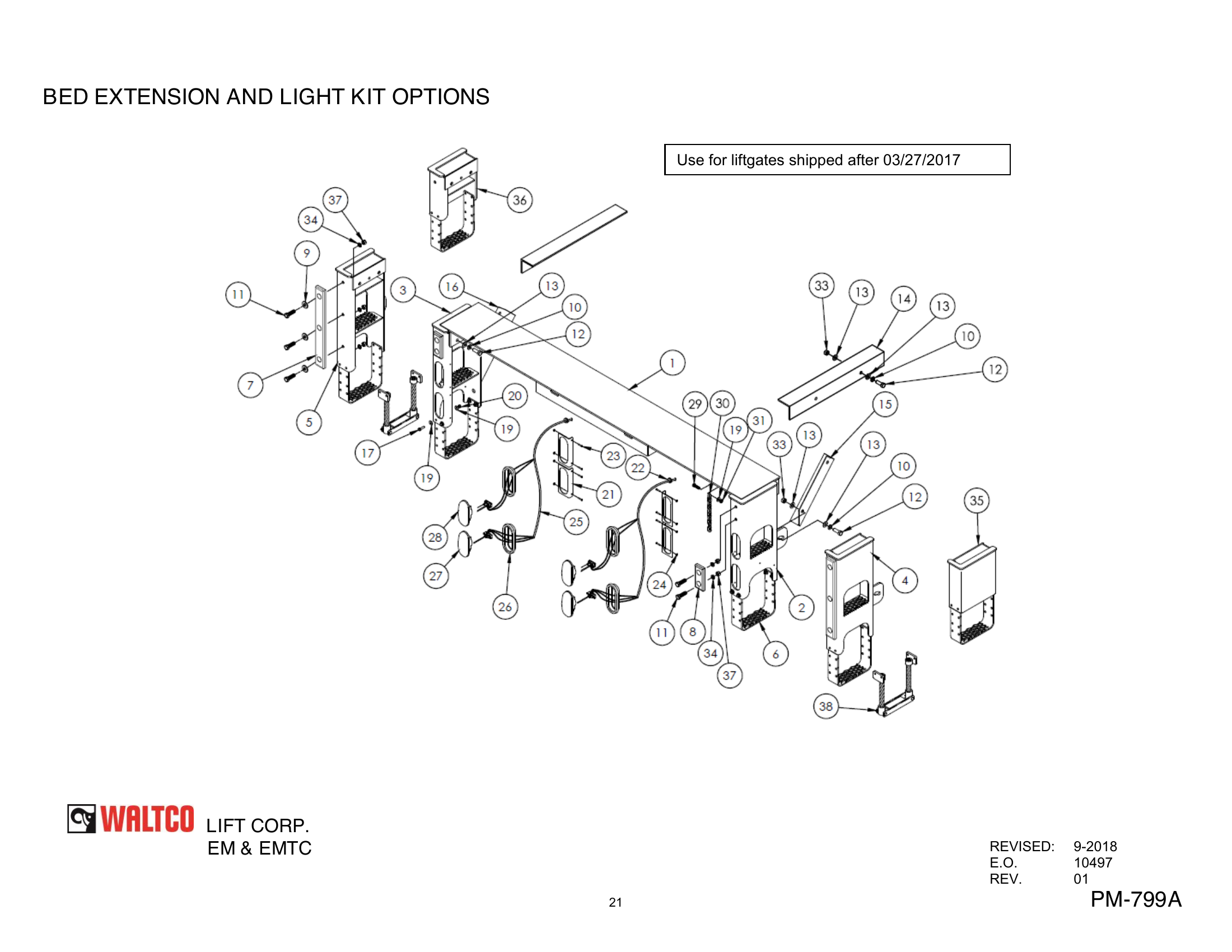 BED EXTENSION AND LIGHT KIT OPTIONS diagram