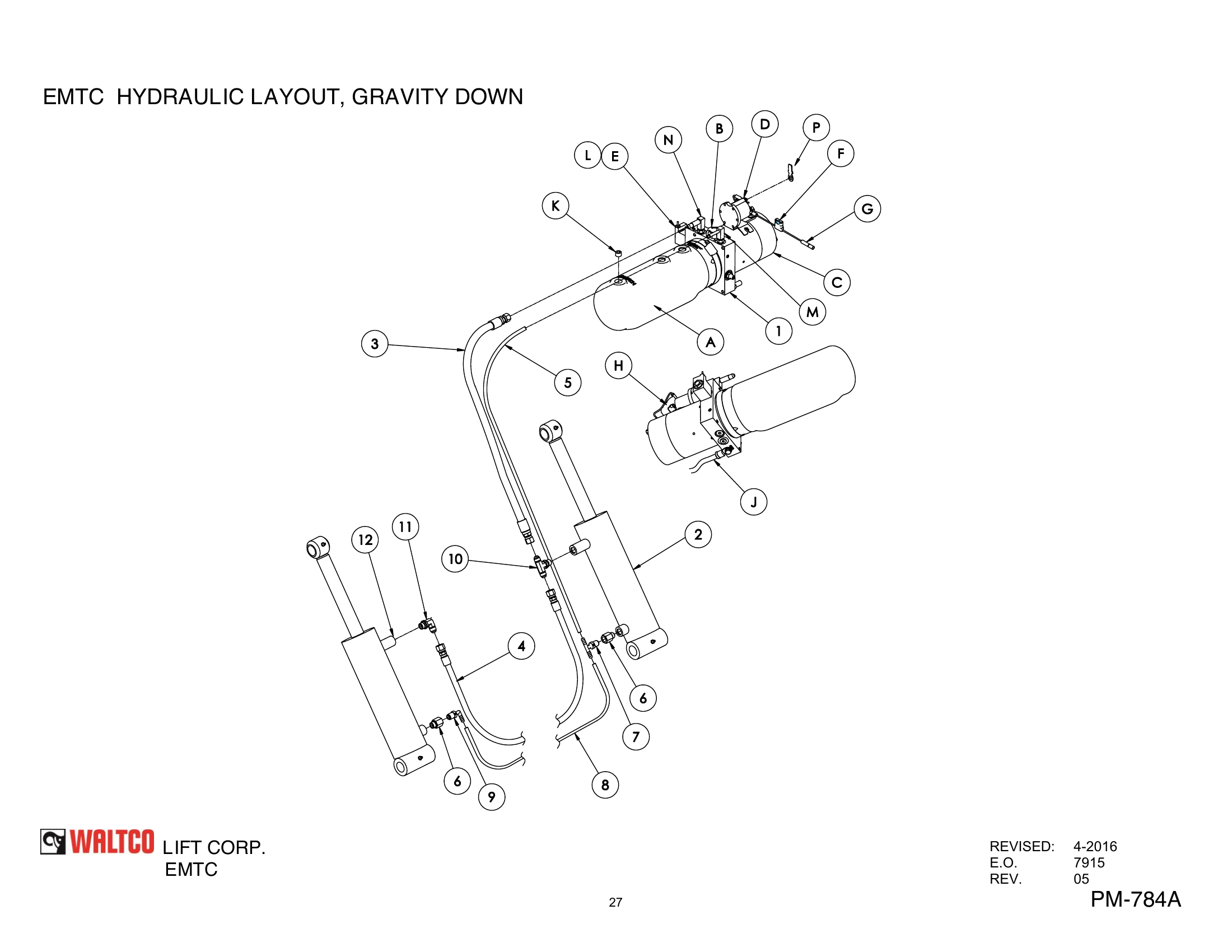 EMTC Hydraulic Layout, Gravity Down diagram