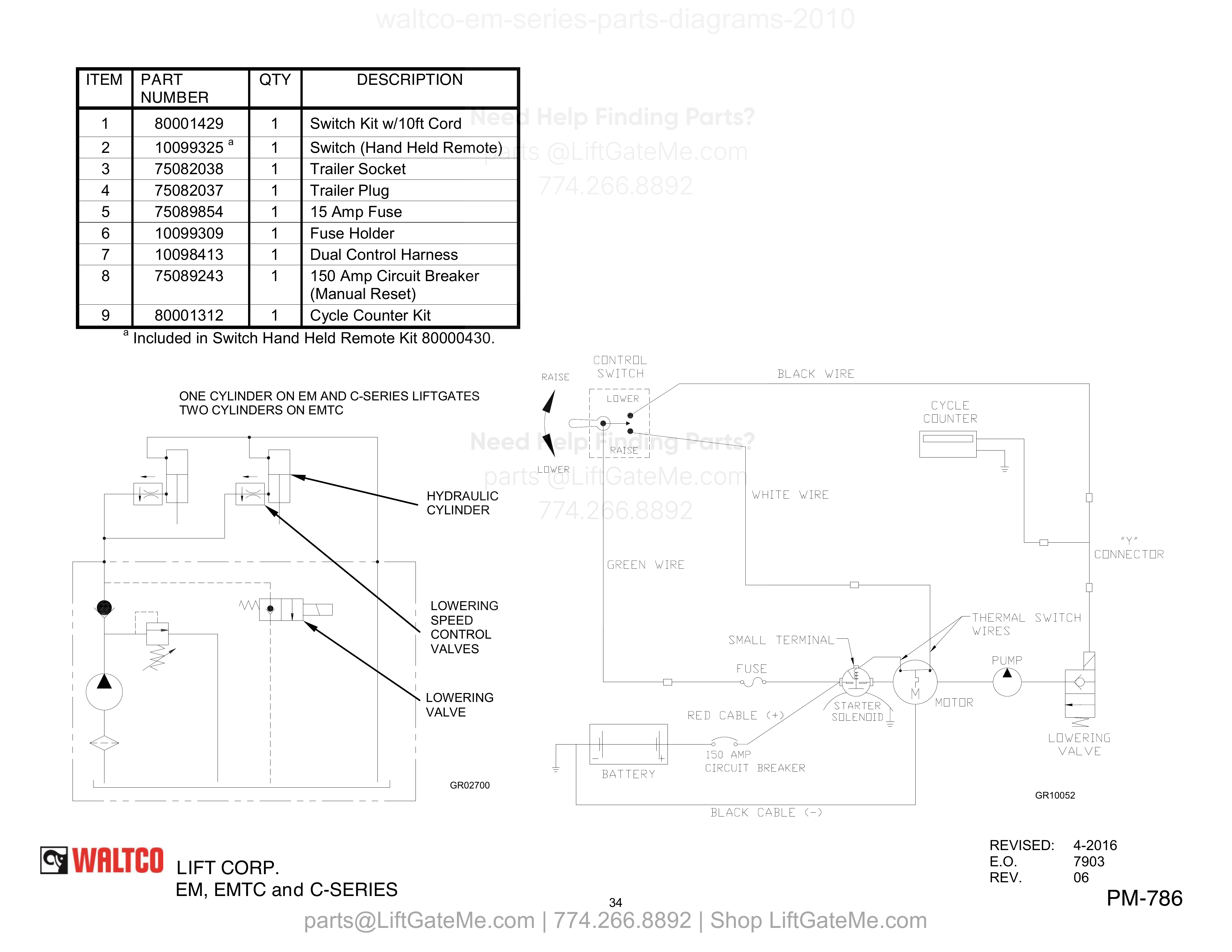Electric Control Options – Gravity Down diagram