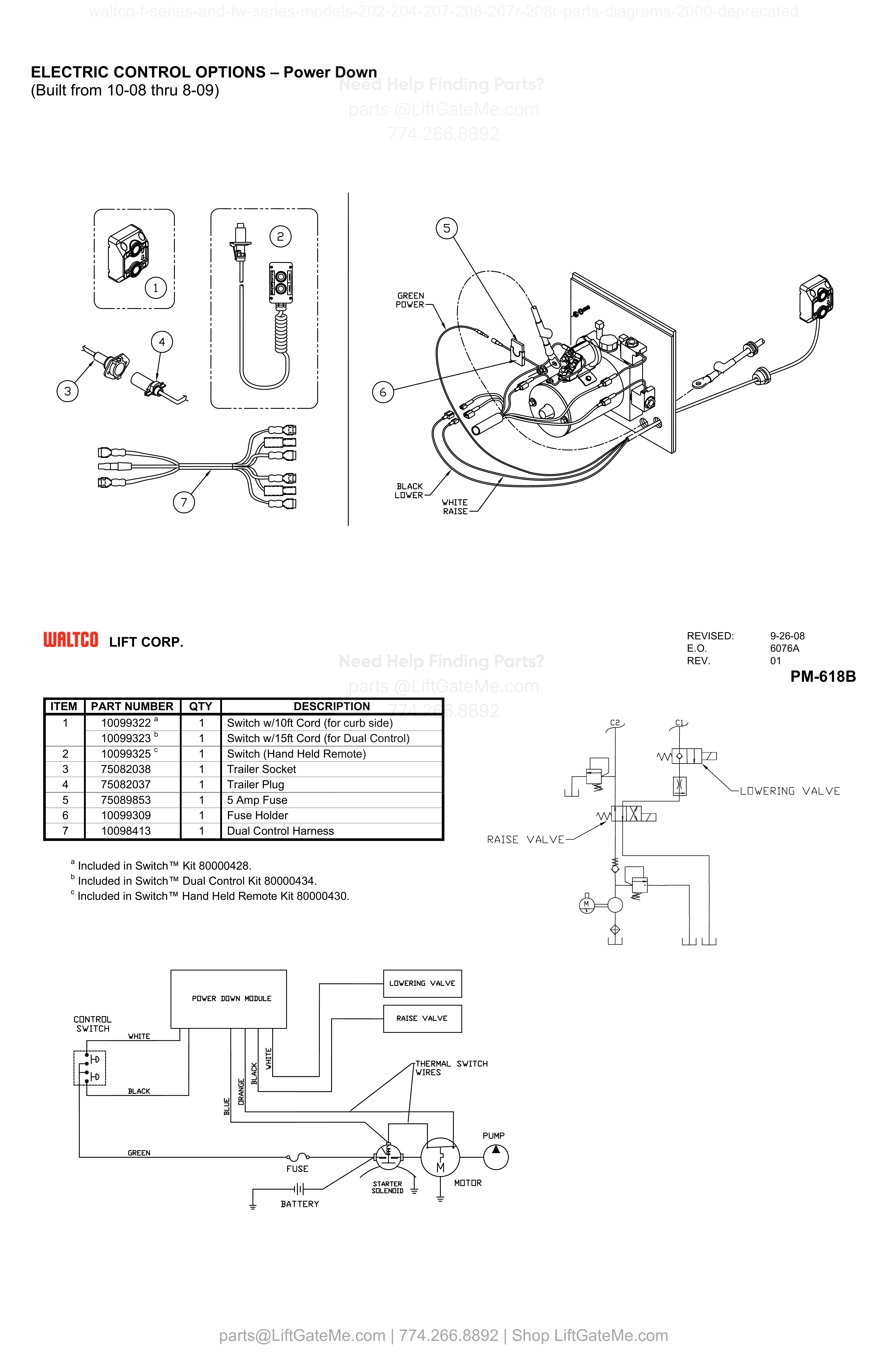 ELECTRIC CONTROL OPTIONS – Power Down (Built from 10-08 thru 8-09) diagram
