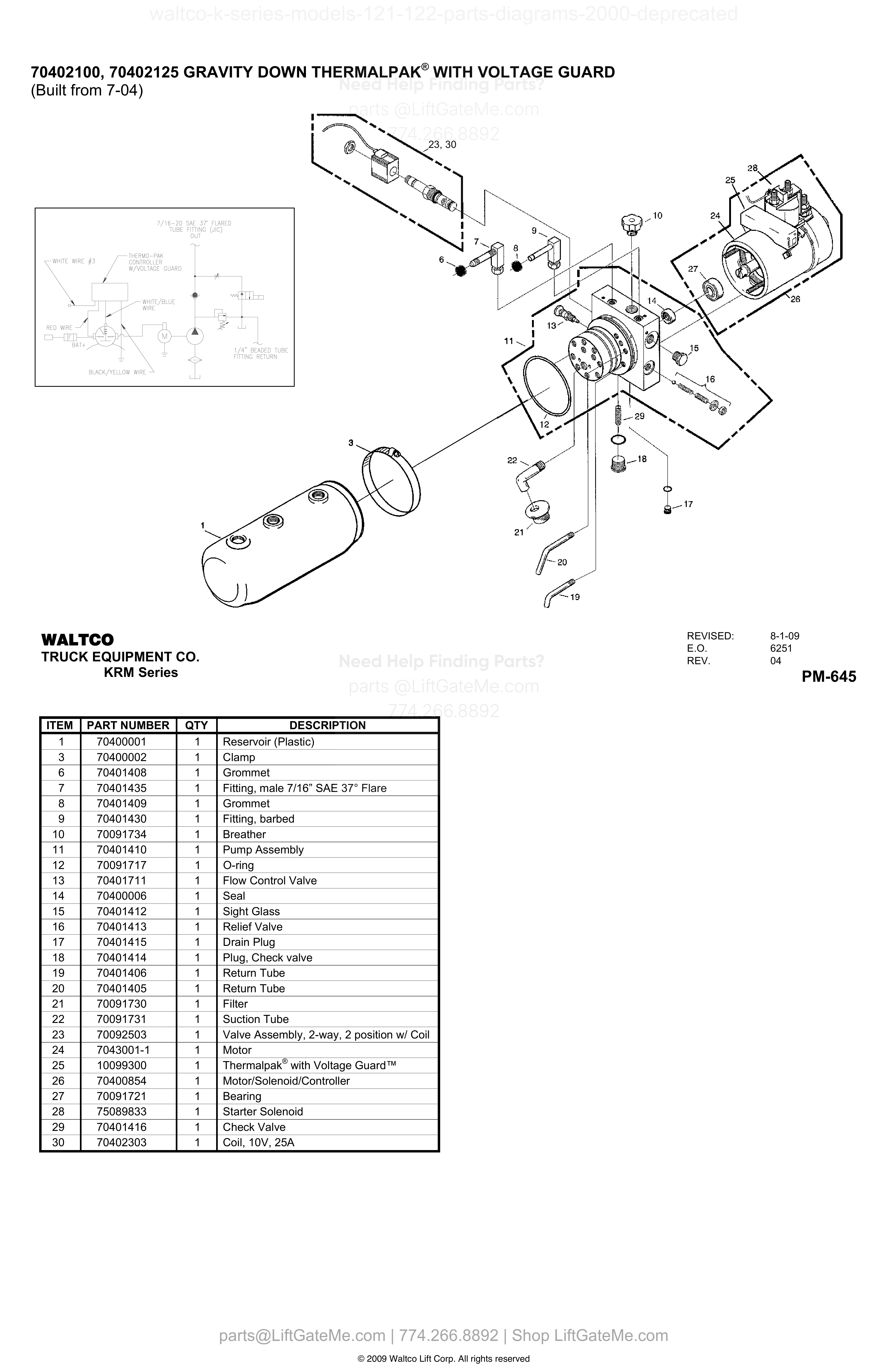 70402100, 70402125 GRAVITY DOWN THERMALPAK® WITH VOLTAGE GUARD diagram