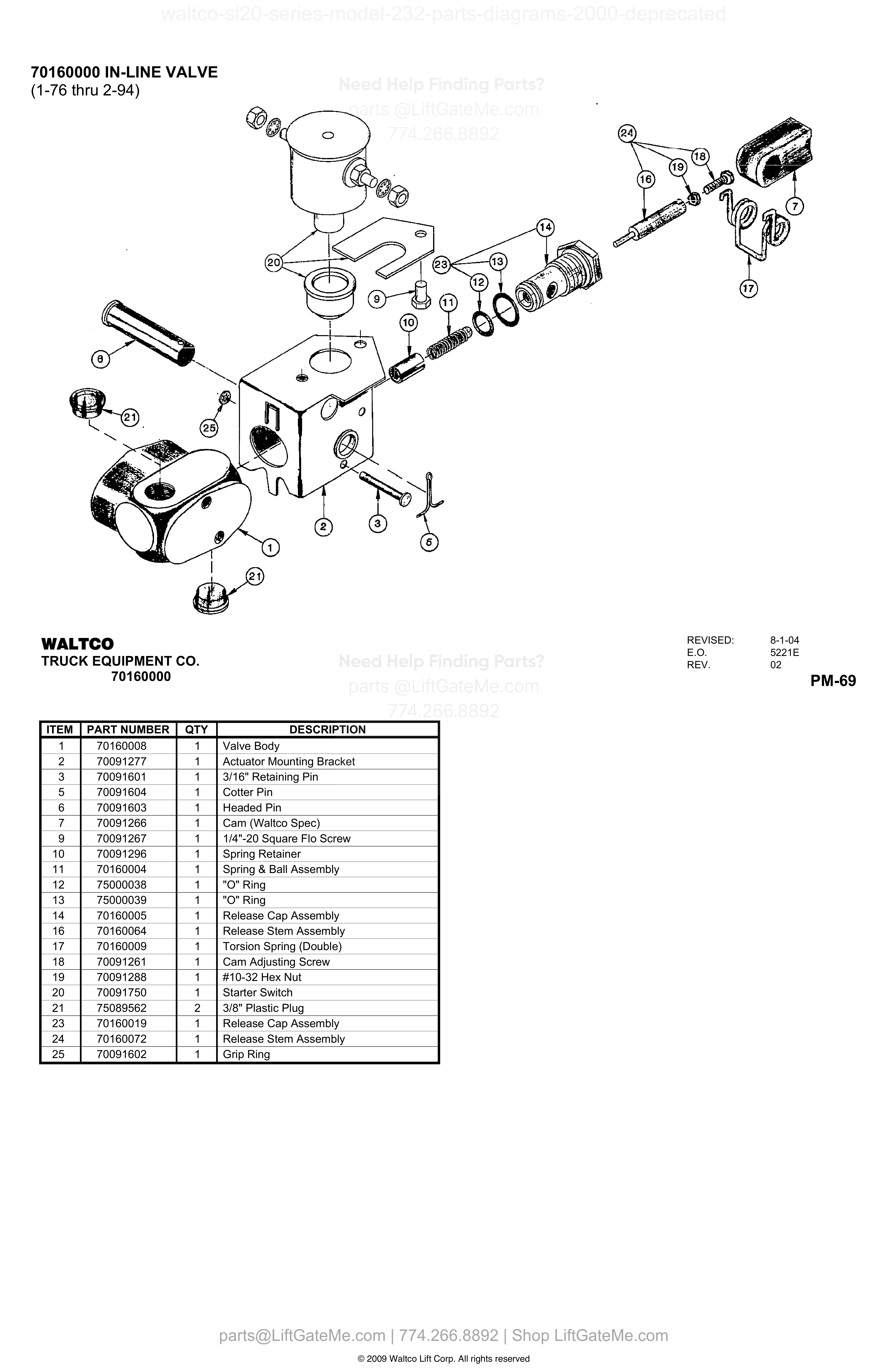 70160000 IN-LINE VALVE diagram